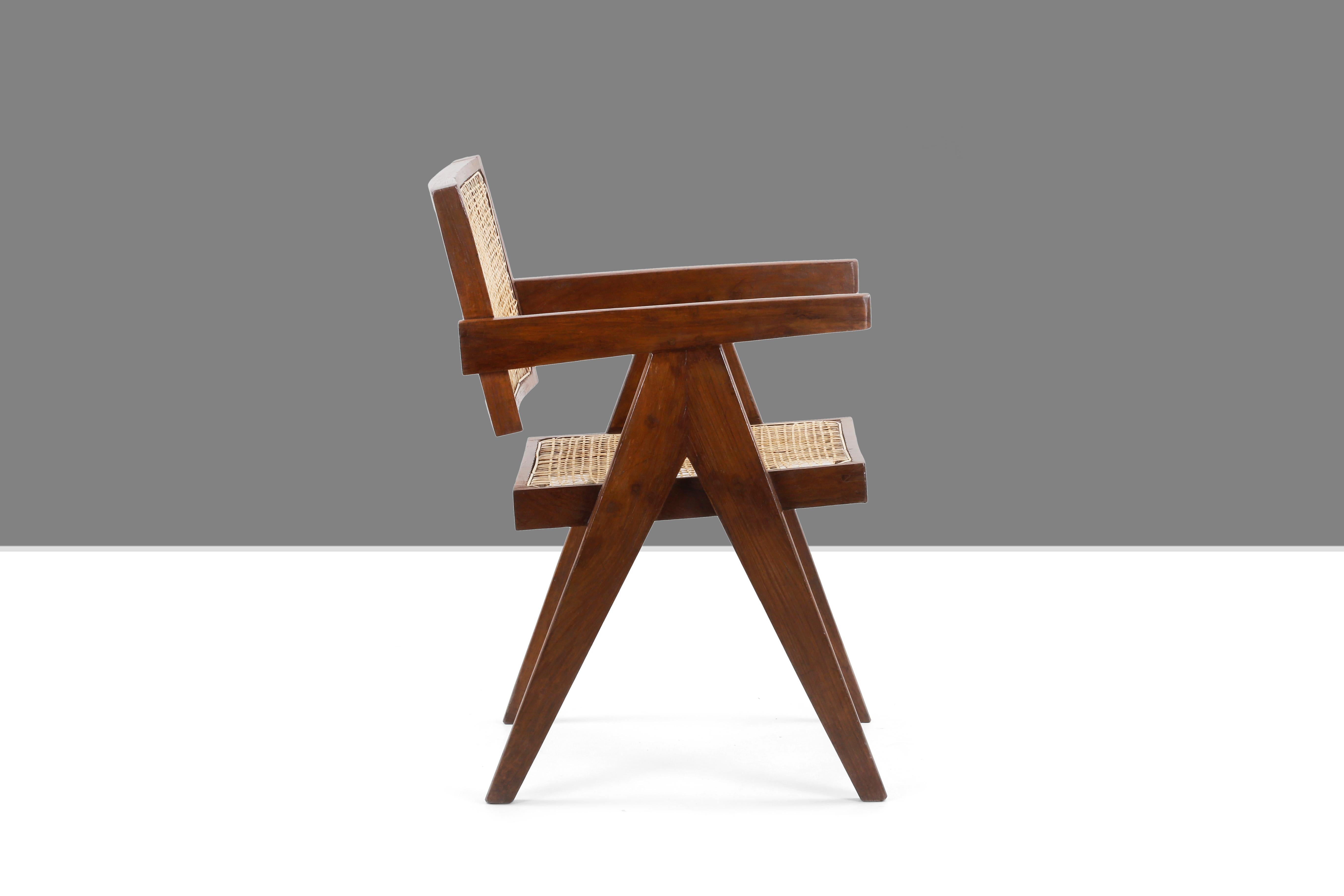 Indian Pierre Jeanneret Office Cane Chair PJ-SI-28-A