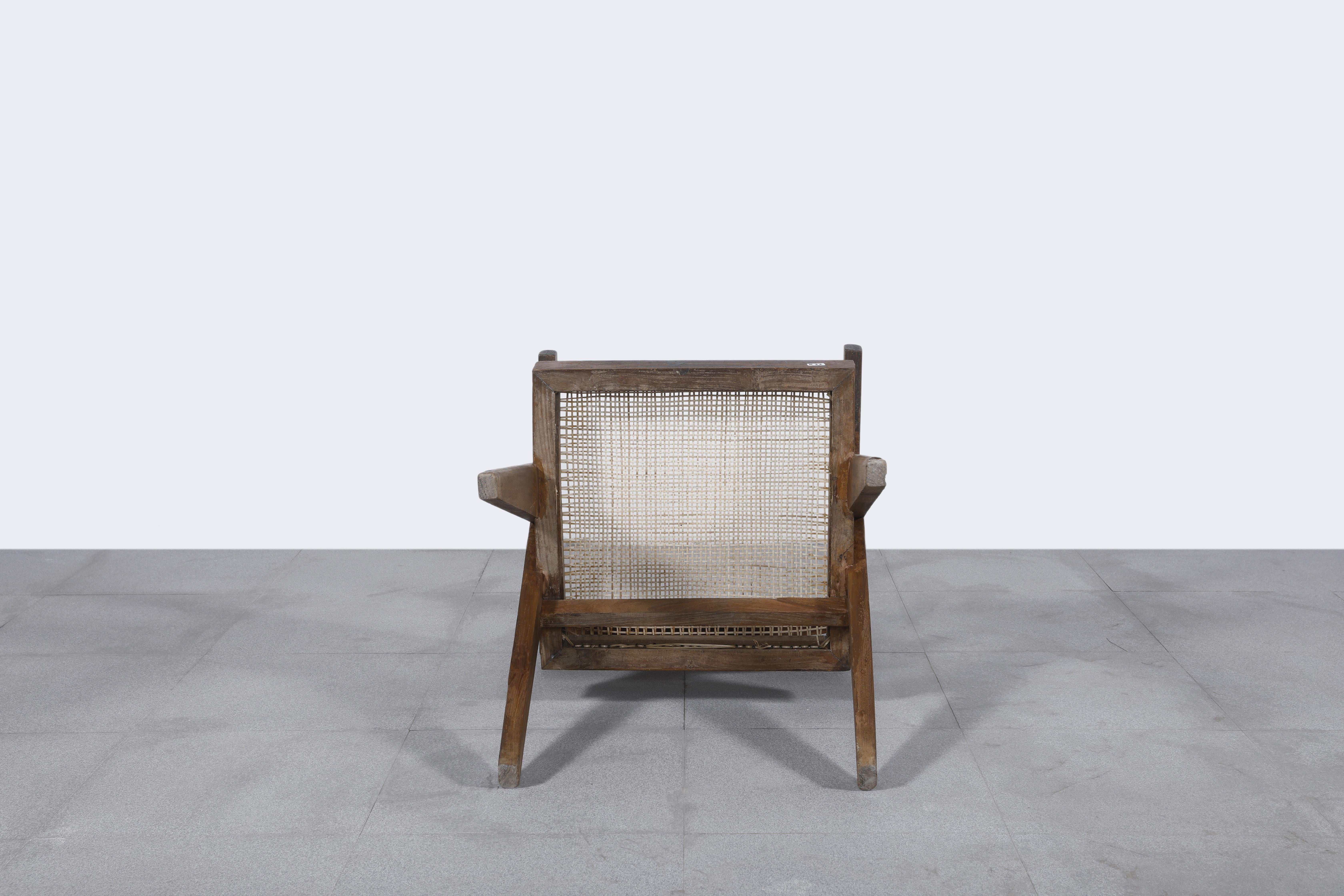Pierre Jeanneret Office Cane Chair with letters  Authentic Mid-Century Modern In Good Condition In Zürich, CH