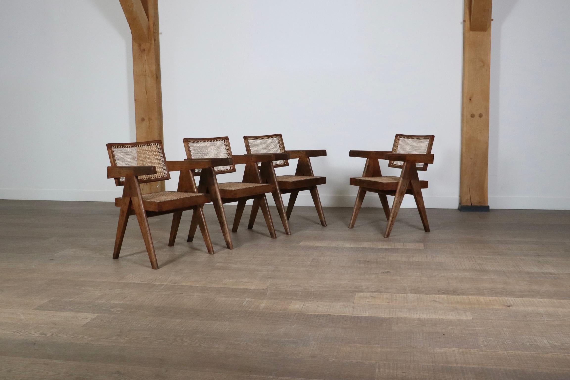 Pierre Jeanneret Office Cane chairs, India 1950s 6
