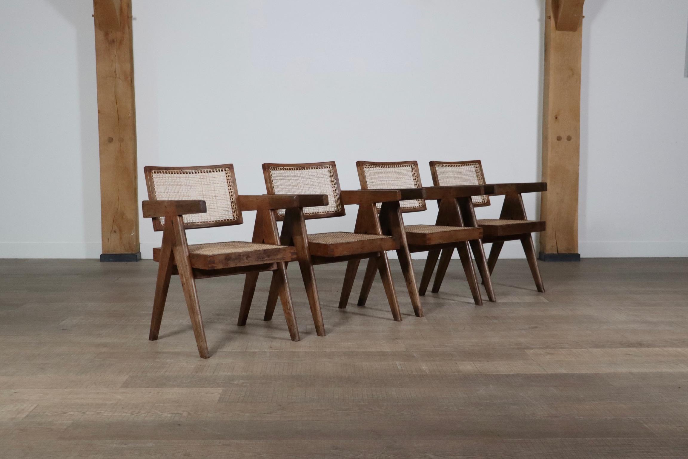 Pierre Jeanneret Office Cane chairs, India 1950s For Sale 7
