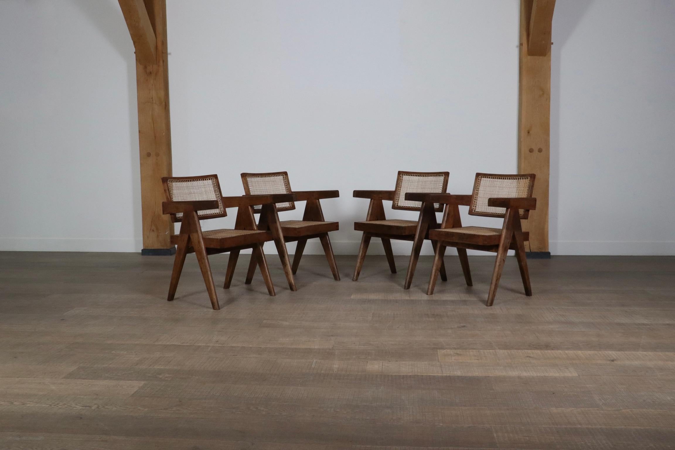 Pierre Jeanneret Office Cane chairs, India 1950s For Sale 8