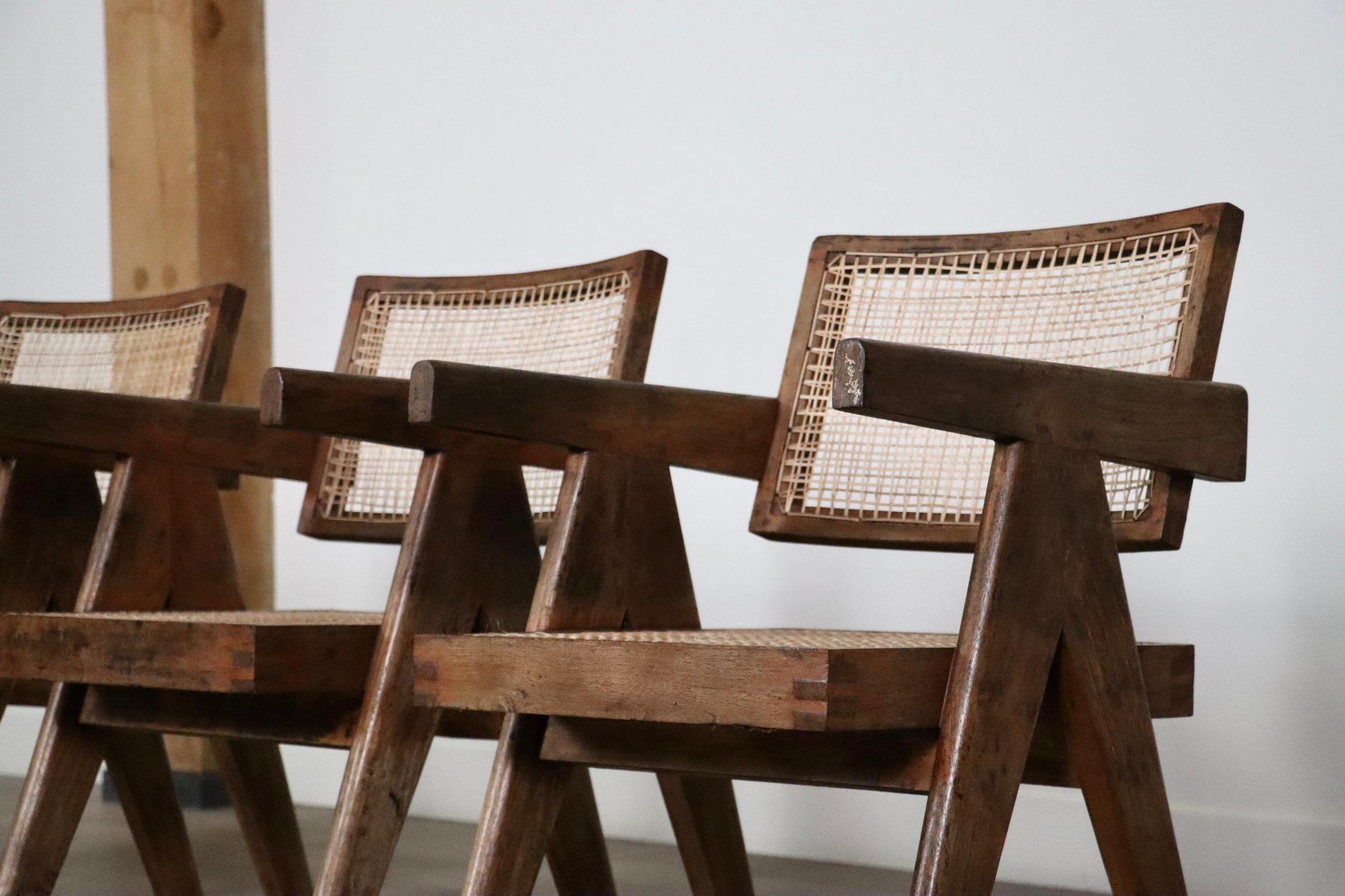 Pierre Jeanneret Office Cane chairs, India 1950s 1