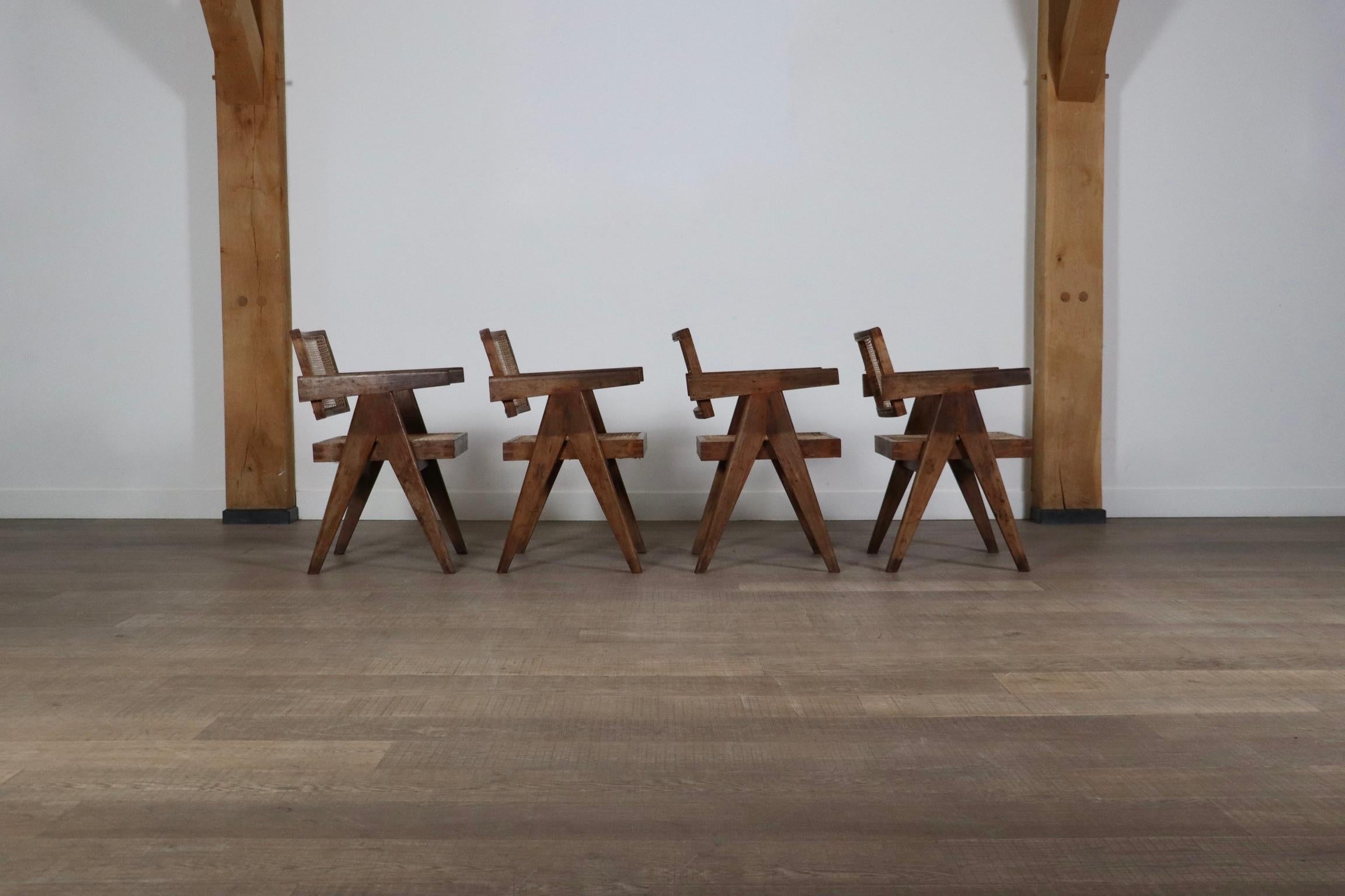 Pierre Jeanneret Office Cane chairs, India 1950s For Sale 4