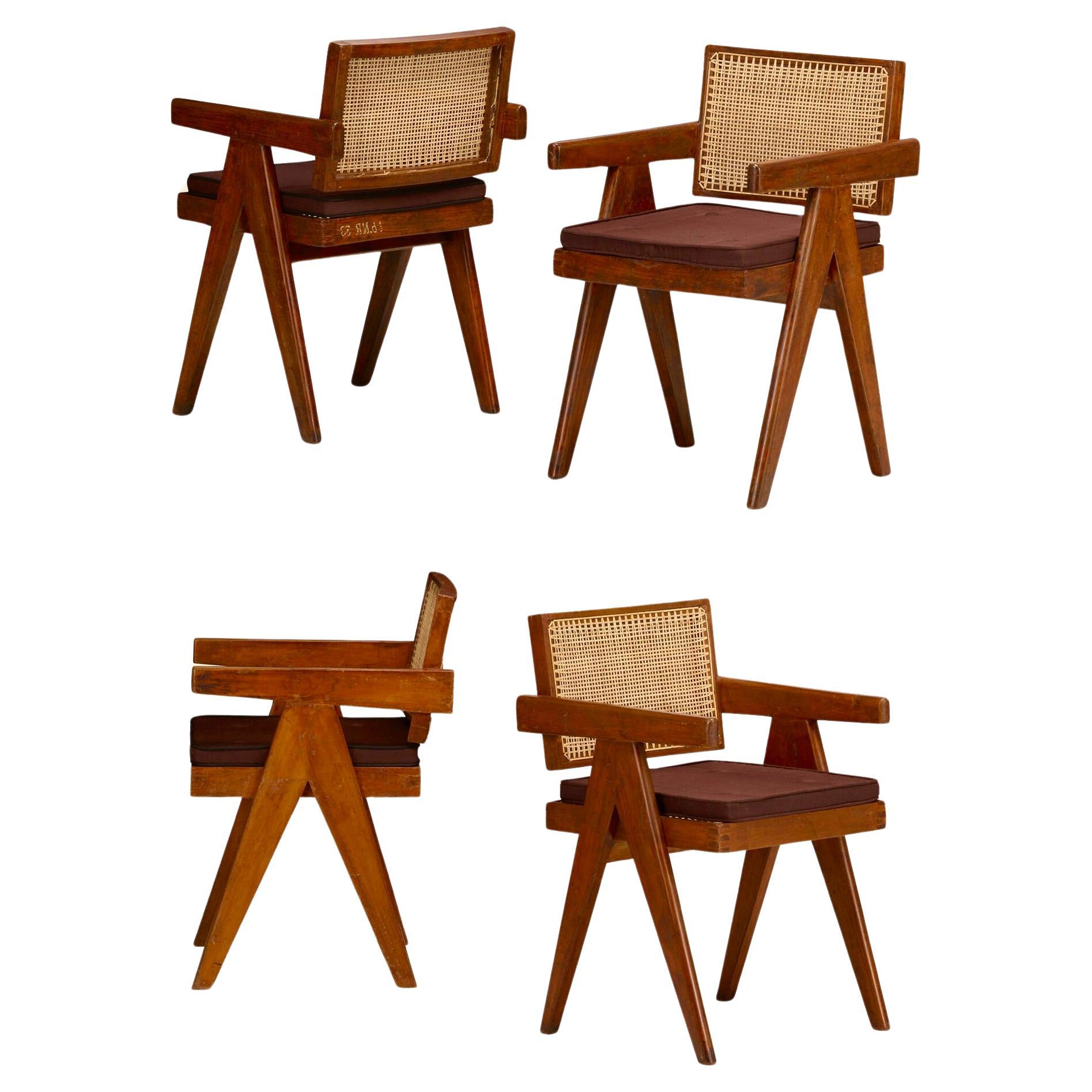 Pierre Jeanneret Set of 8 Office Cane Chairs Ca. 1955-1960 from Chandigarh For Sale 8