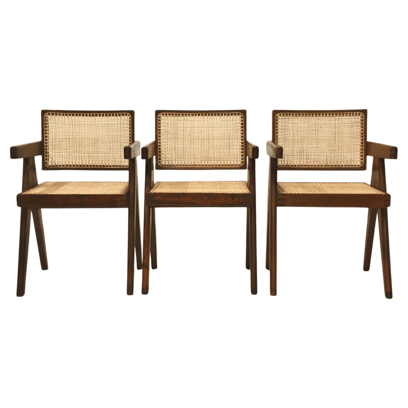 Pierre Jeanneret Set of 8 Office Cane Chairs Ca. 1955-1960 from Chandigarh For Sale 5