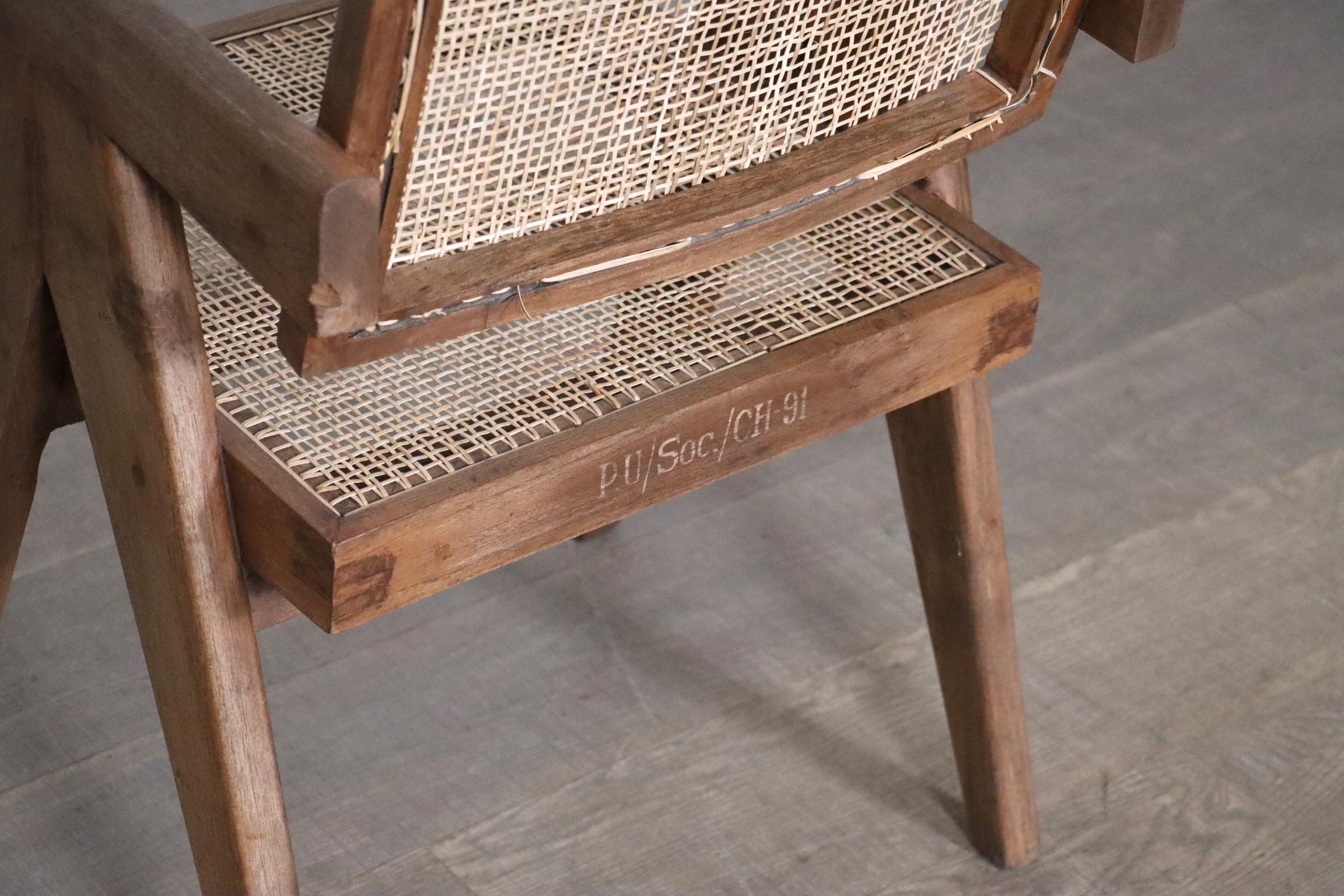 Pierre Jeanneret Office Cane Dining chair, India 1950s 6