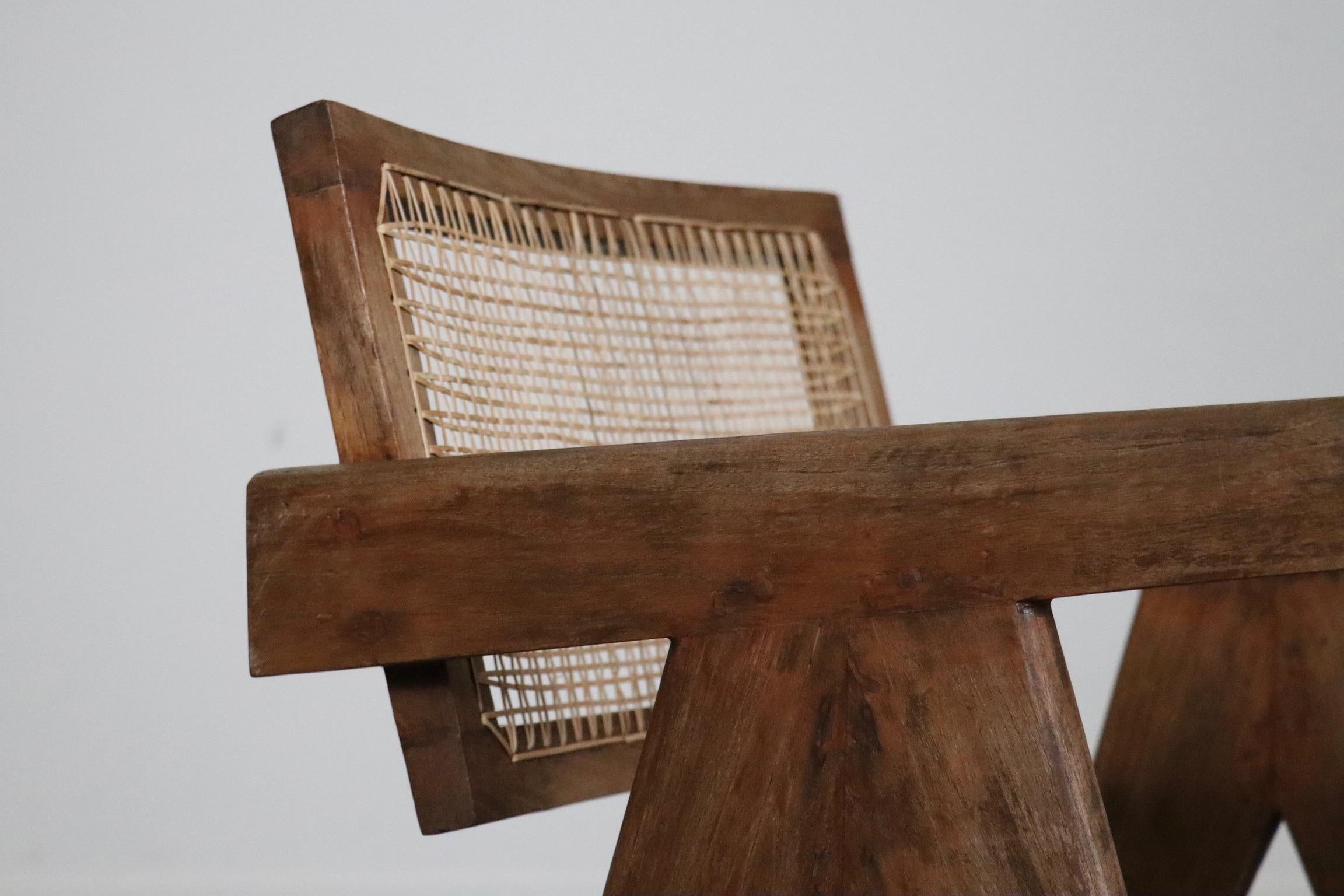 Pierre Jeanneret Office Cane Dining chair, India 1950s 7
