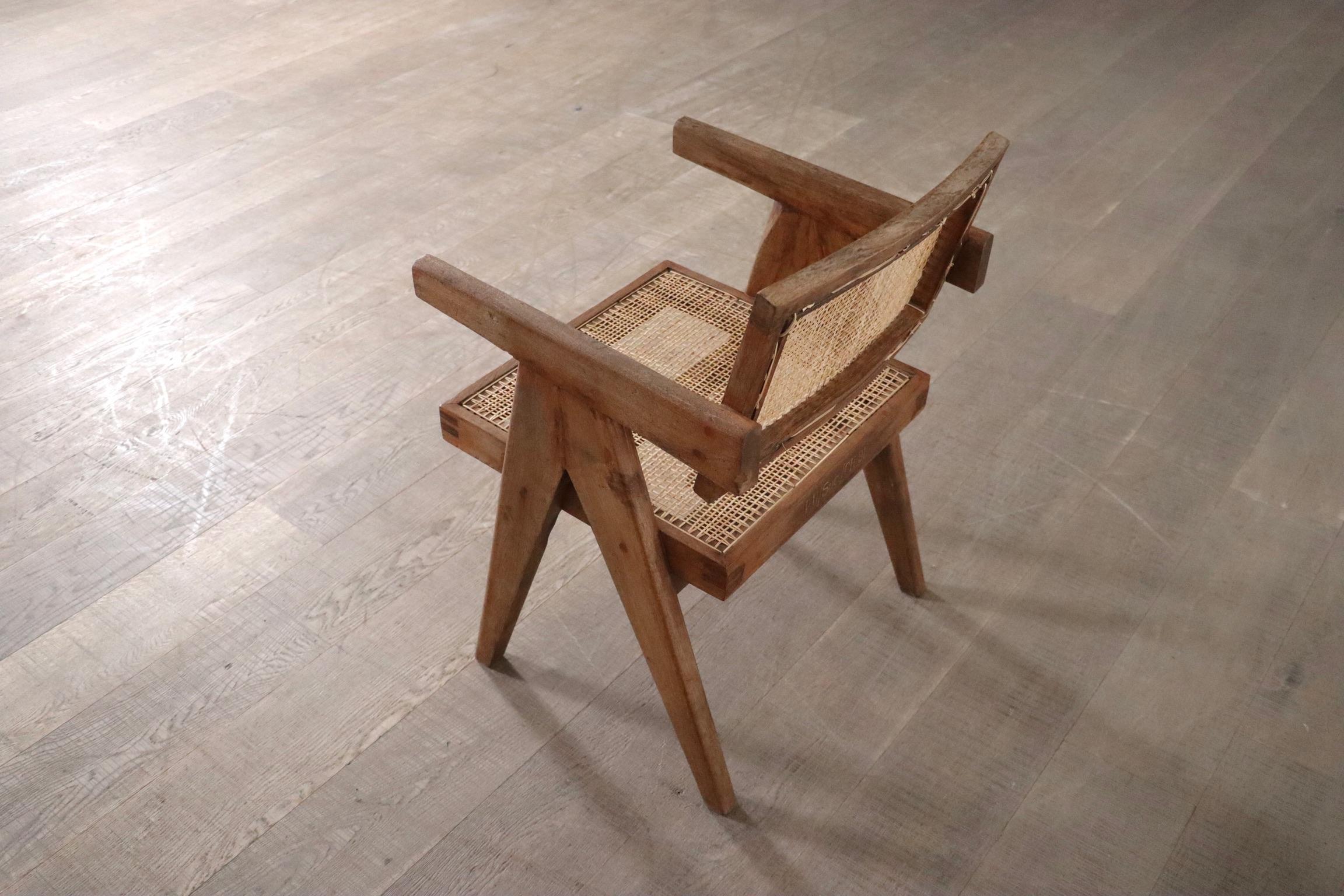 Pierre Jeanneret Office Cane Dining chair, India 1950s 1