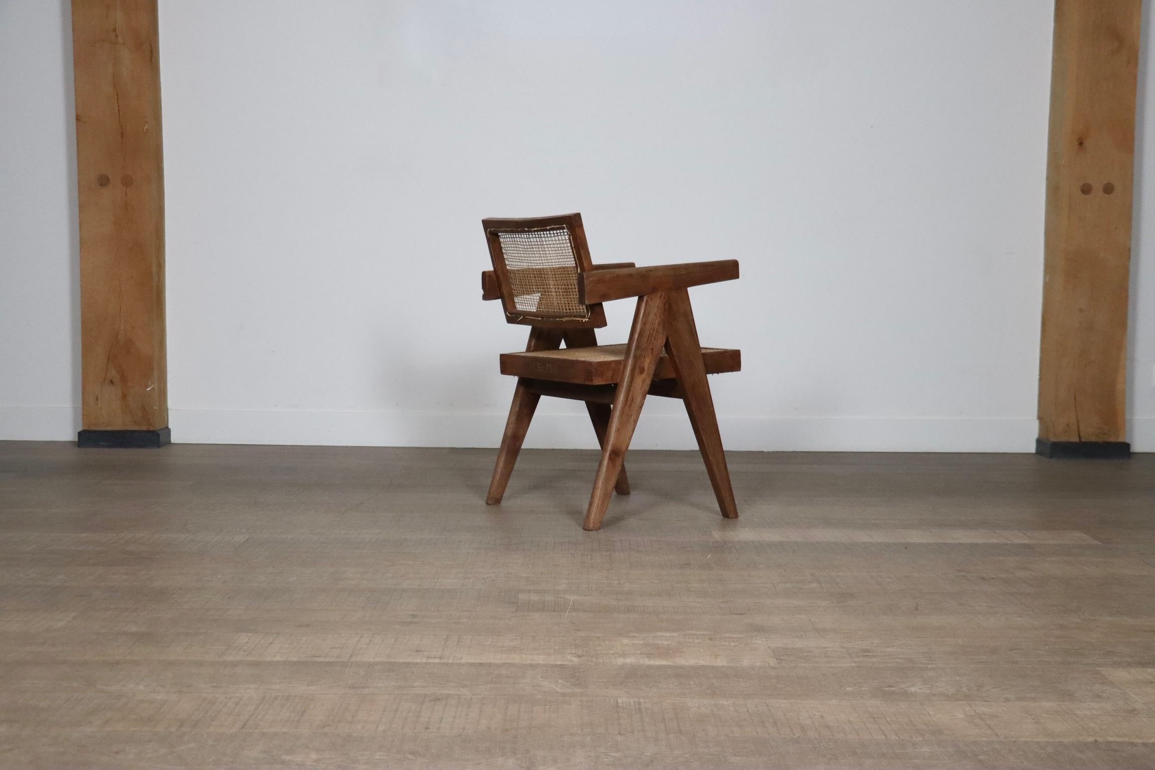Pierre Jeanneret Office Cane Dining chair, India 1950s 3