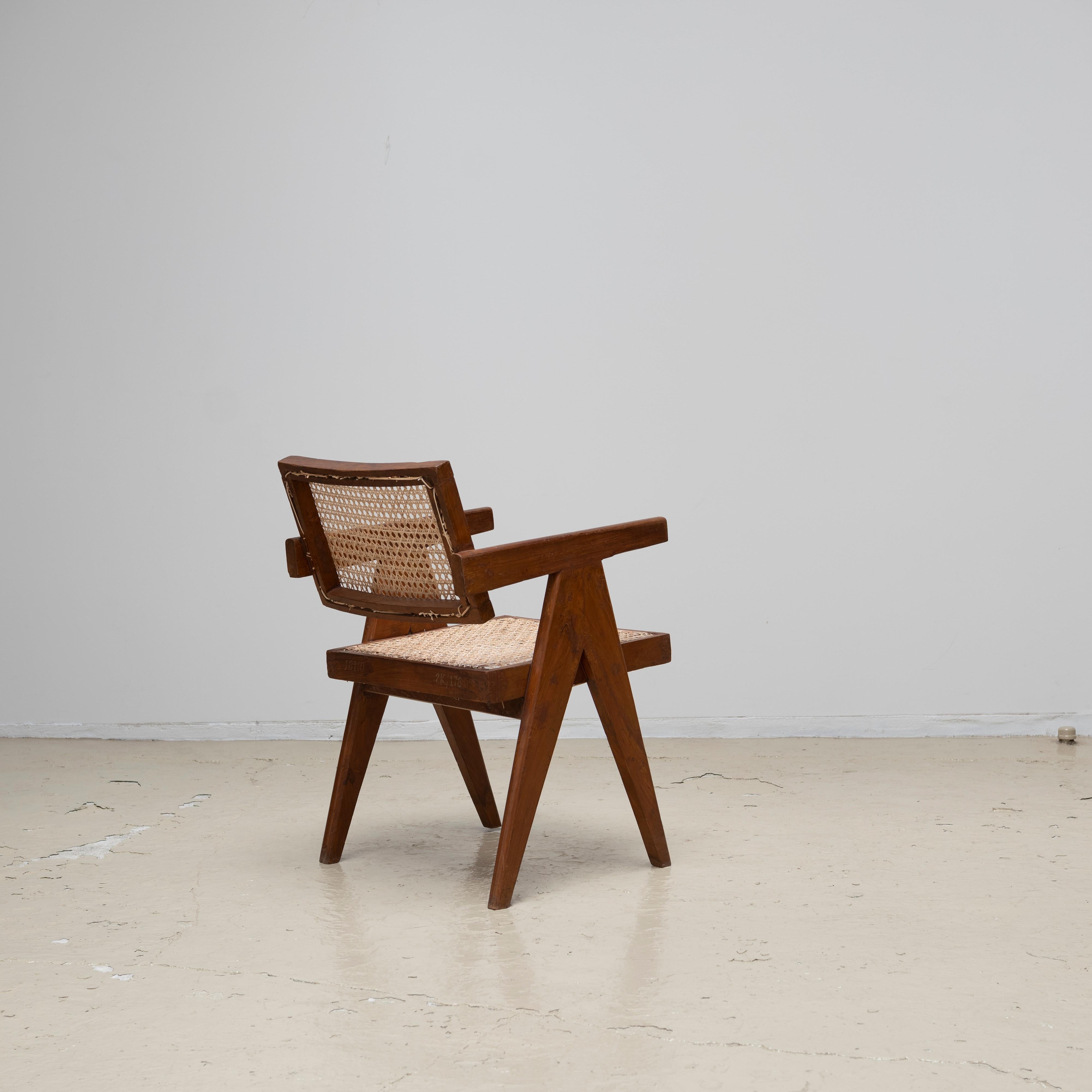 Indian Pierre Jeanneret Office Chair, Circa 1955-56, Chandigarh, India For Sale