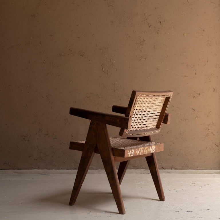 Pierre Jeanneret Office Chair, Circa 1955-56, Chandigarh, India In Good Condition For Sale In Kawaguchi city, Saitama