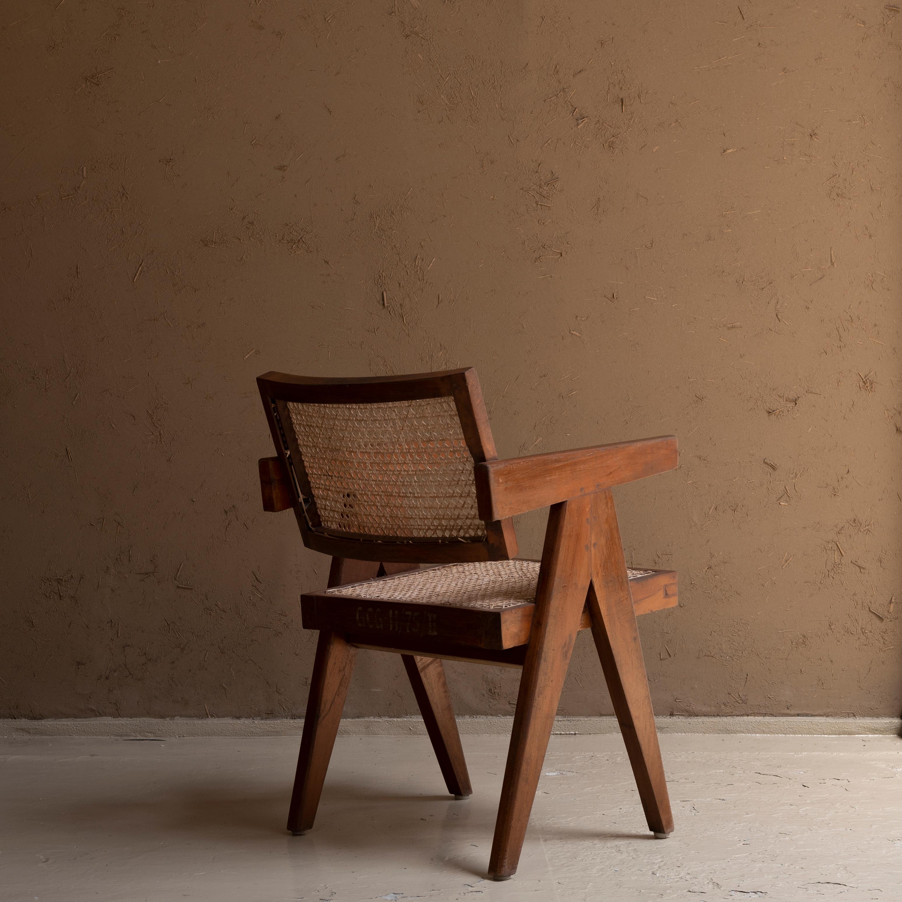 Indian Pierre Jeanneret Office Chair, circa 1955-1956, Chandigarh, India For Sale