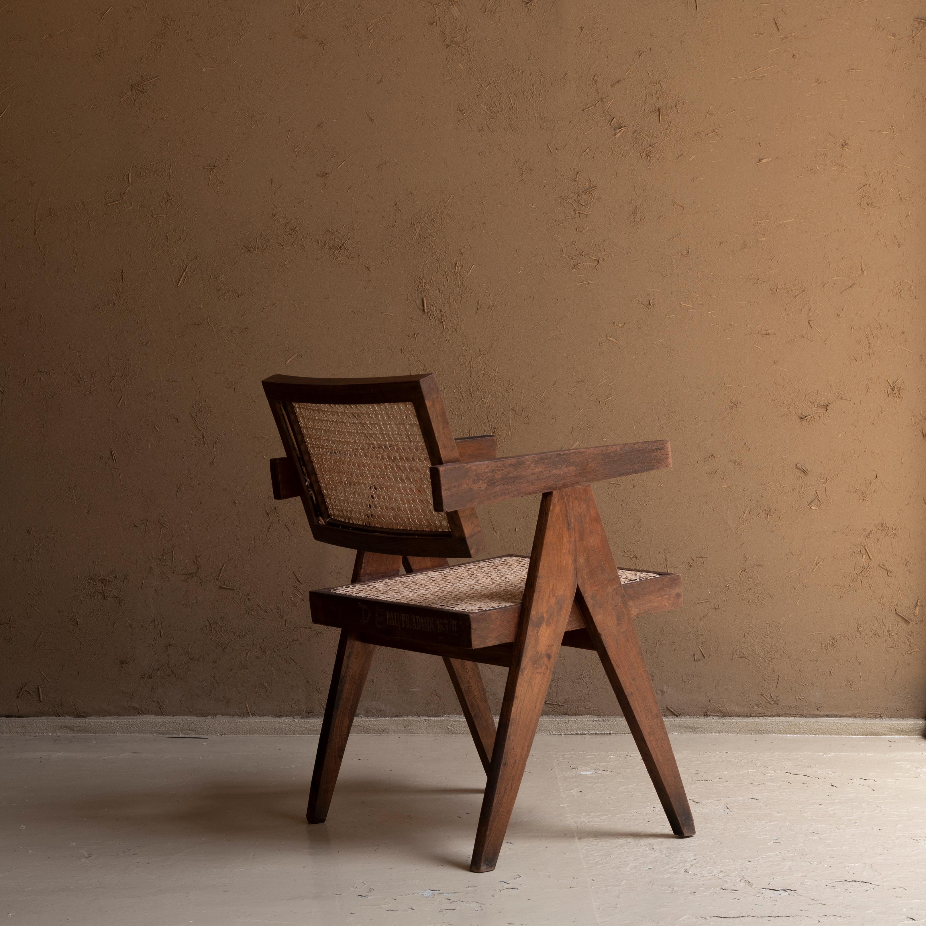 Mid-20th Century Pierre Jeanneret Office Chair, Circa 1955-56, Punjab Agricultural University For Sale