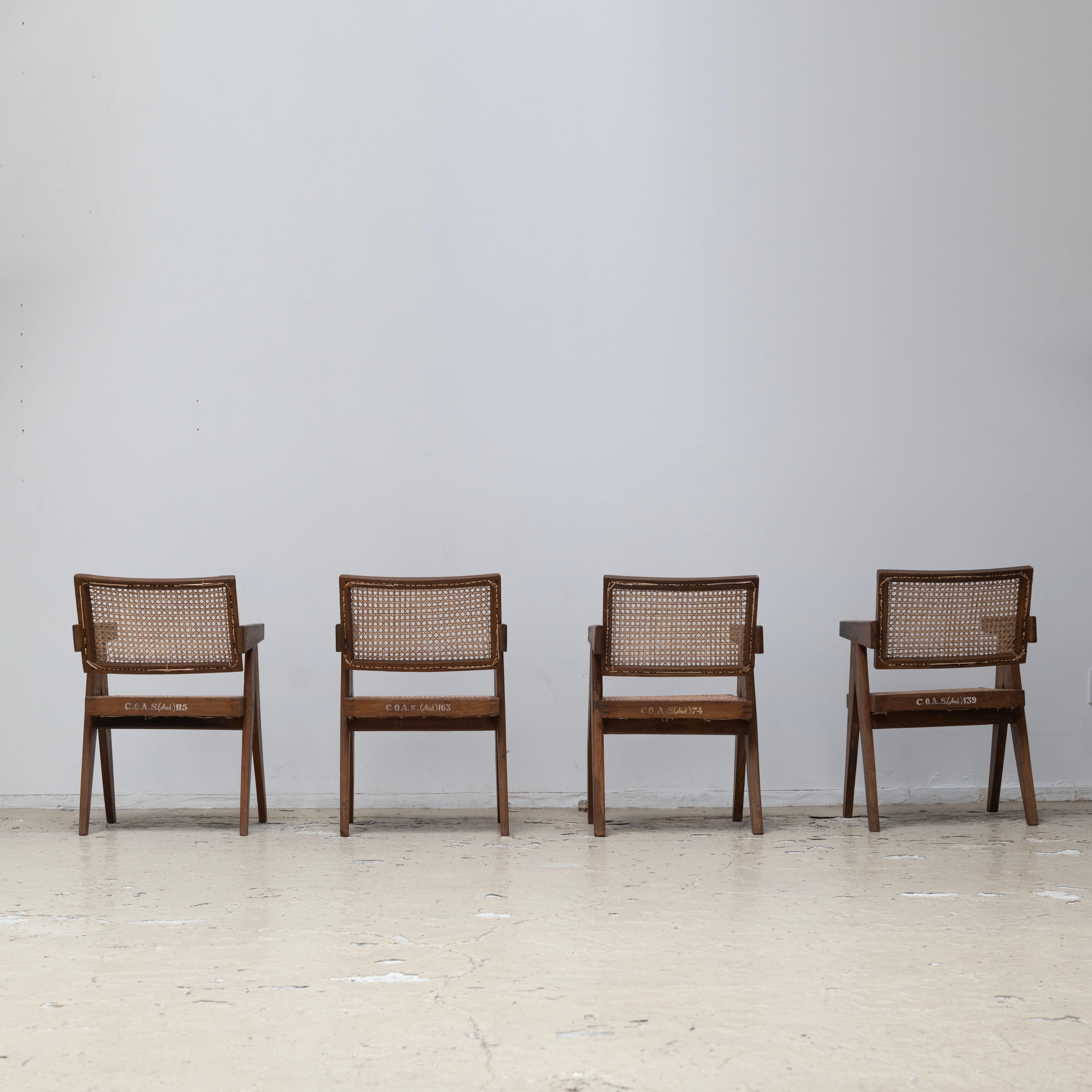 Pierre Jeanneret , Office Chair for Chandigarh, Teak , 1950s , Set of 4 For Sale 2