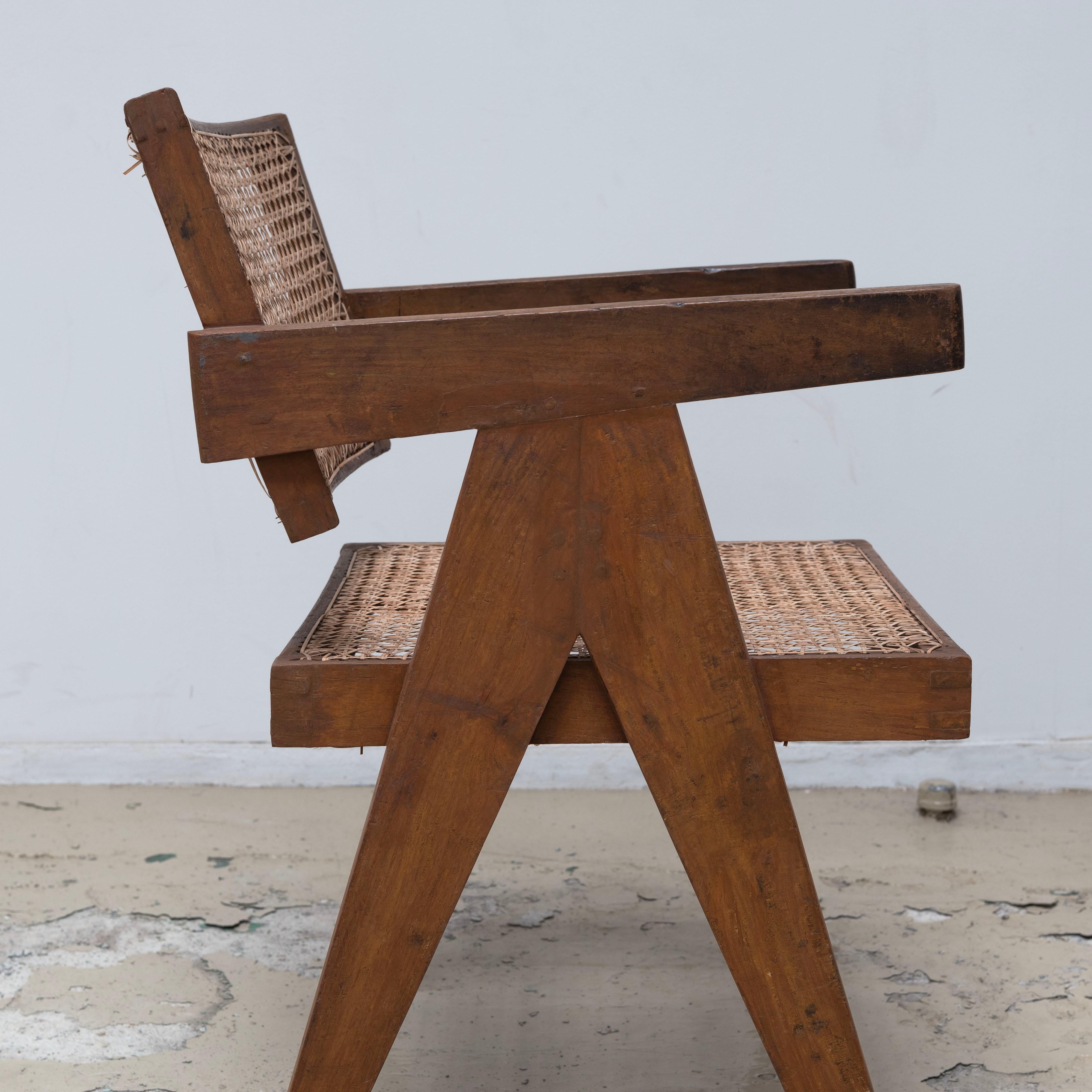 Pierre Jeanneret , Office Chair for Chandigarh, Teak , 1950s , Set of 4 For Sale 5