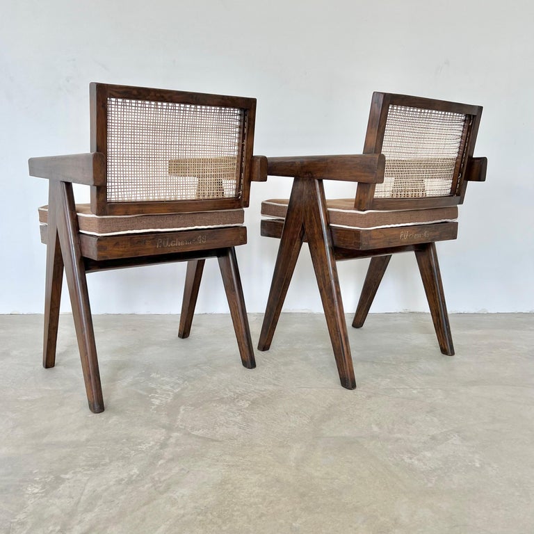 Pierre Jeanneret Office Chairs, 1950s Chandigargh In Excellent Condition For Sale In Los Angeles, CA