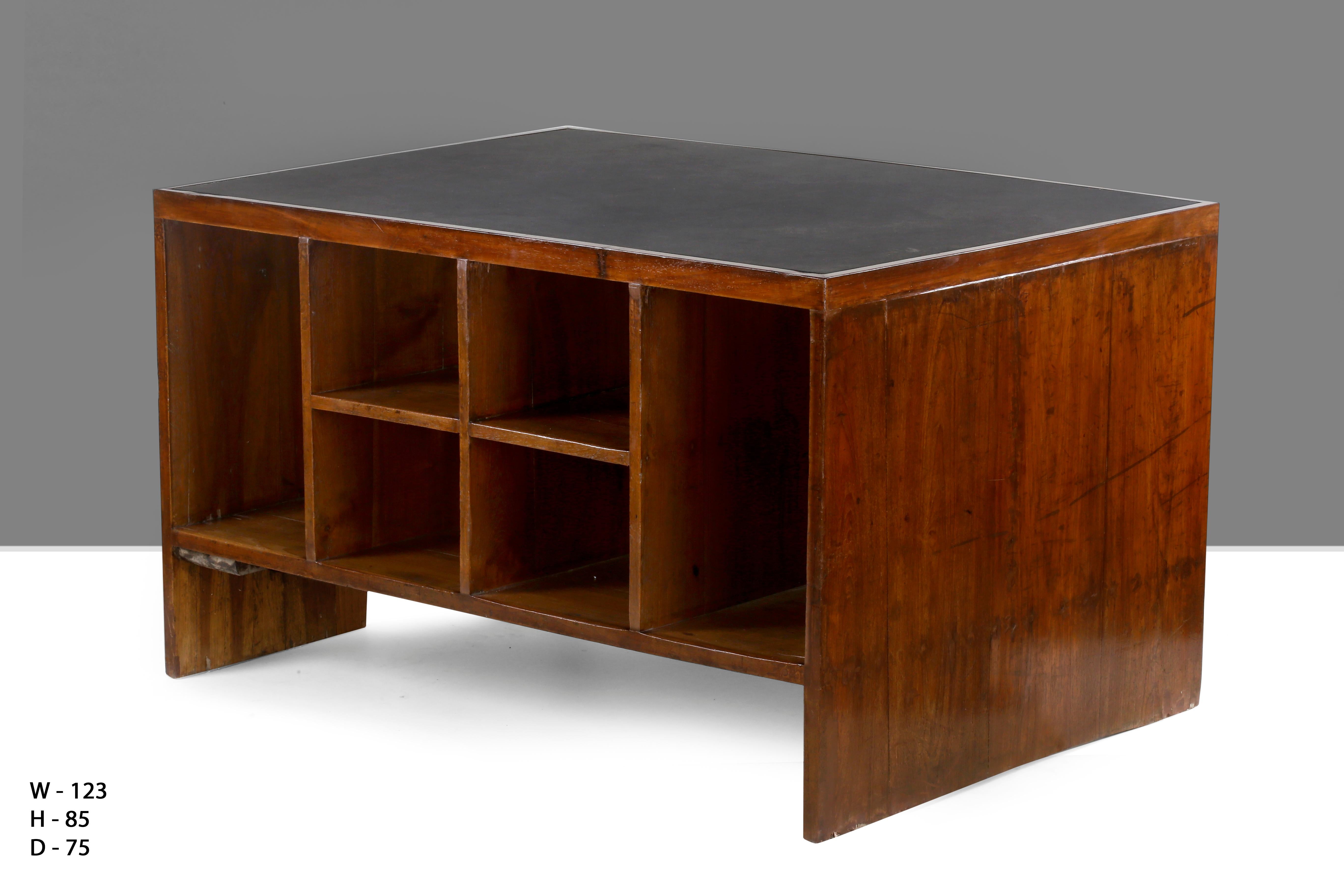 Leather Pierre Jeanneret Office Desk with Visible for Chandigarh