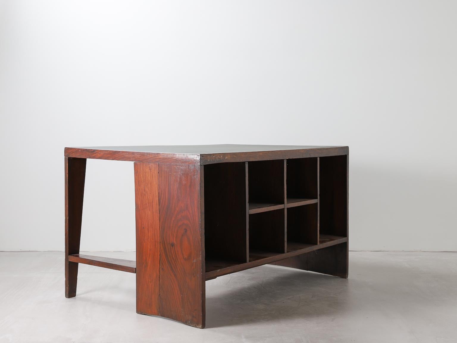 Indian Pierre Jeanneret Desk with Bookcase, Model no. PJ-BU-02-A