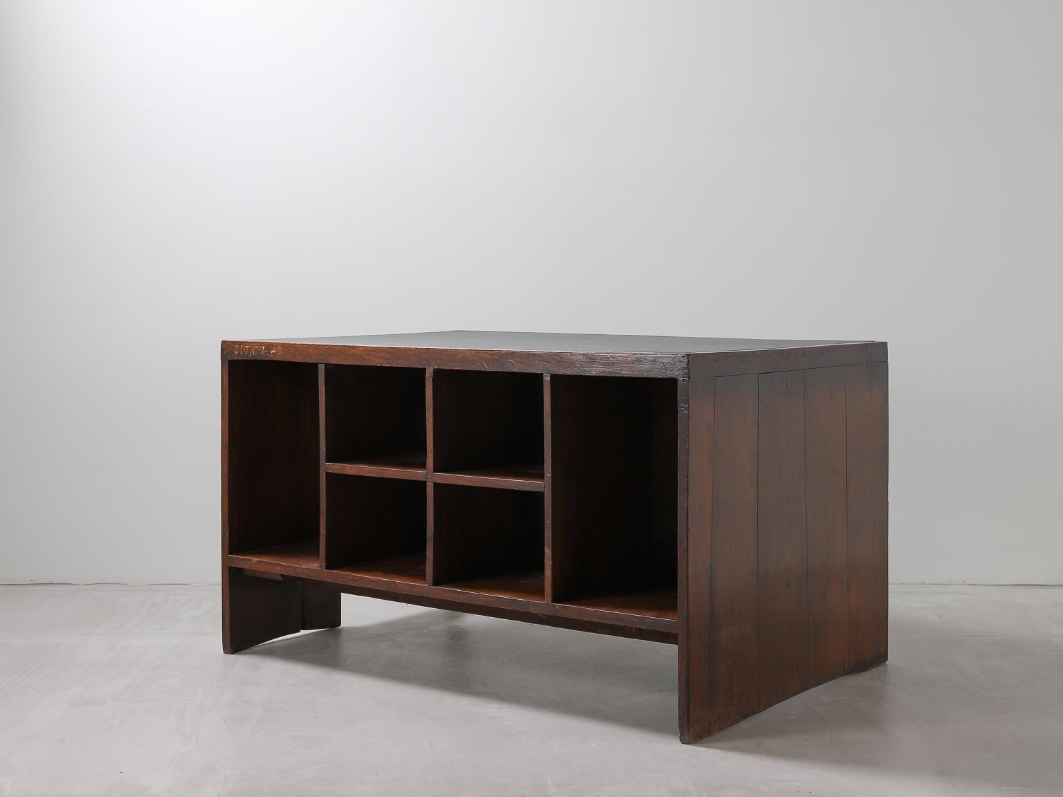 Mid-20th Century Pierre Jeanneret Desk with Bookcase, Model no. PJ-BU-02-A