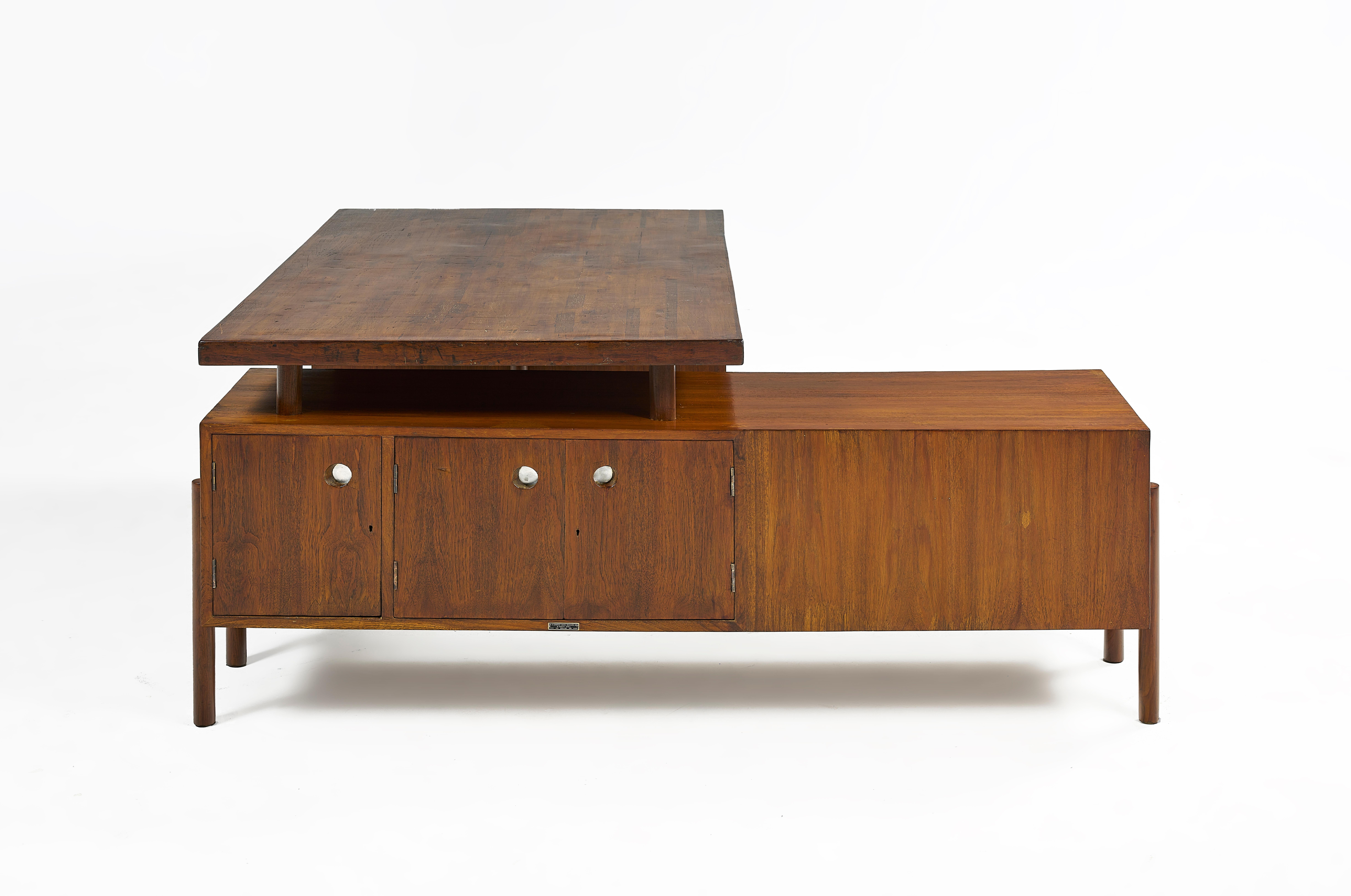 Mid-20th Century Pierre Jeanneret, Office Table PJ-BU-16-A, circa 1957 For Sale