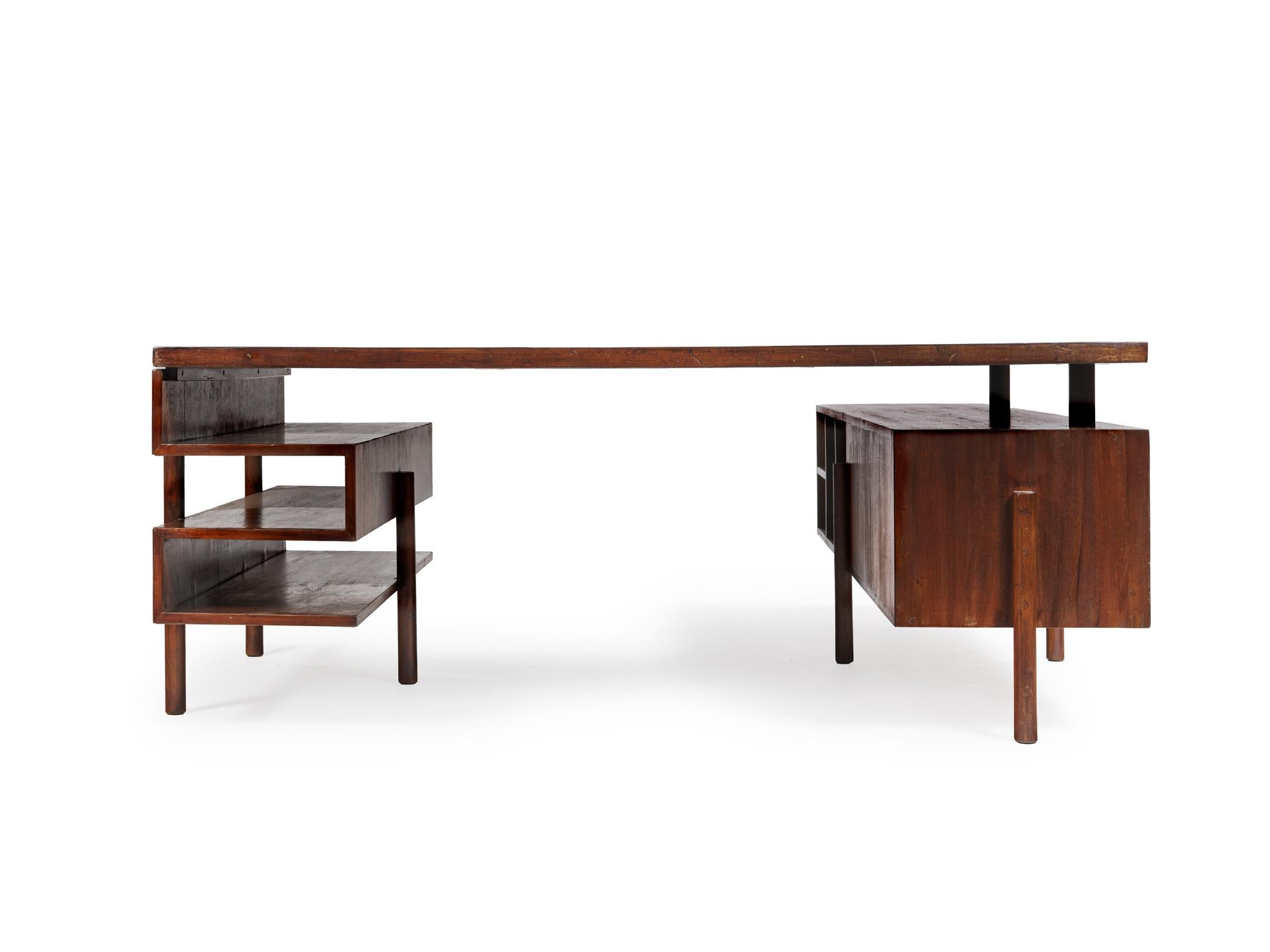 Pierre Jeanneret, Office Table PJ-BU-16-B, c. 1957 In Good Condition For Sale In Paris, FR