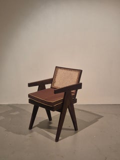 Pierre Jeanneret, original armchair SI-28-B in teak and cane, Mid-Century Modern