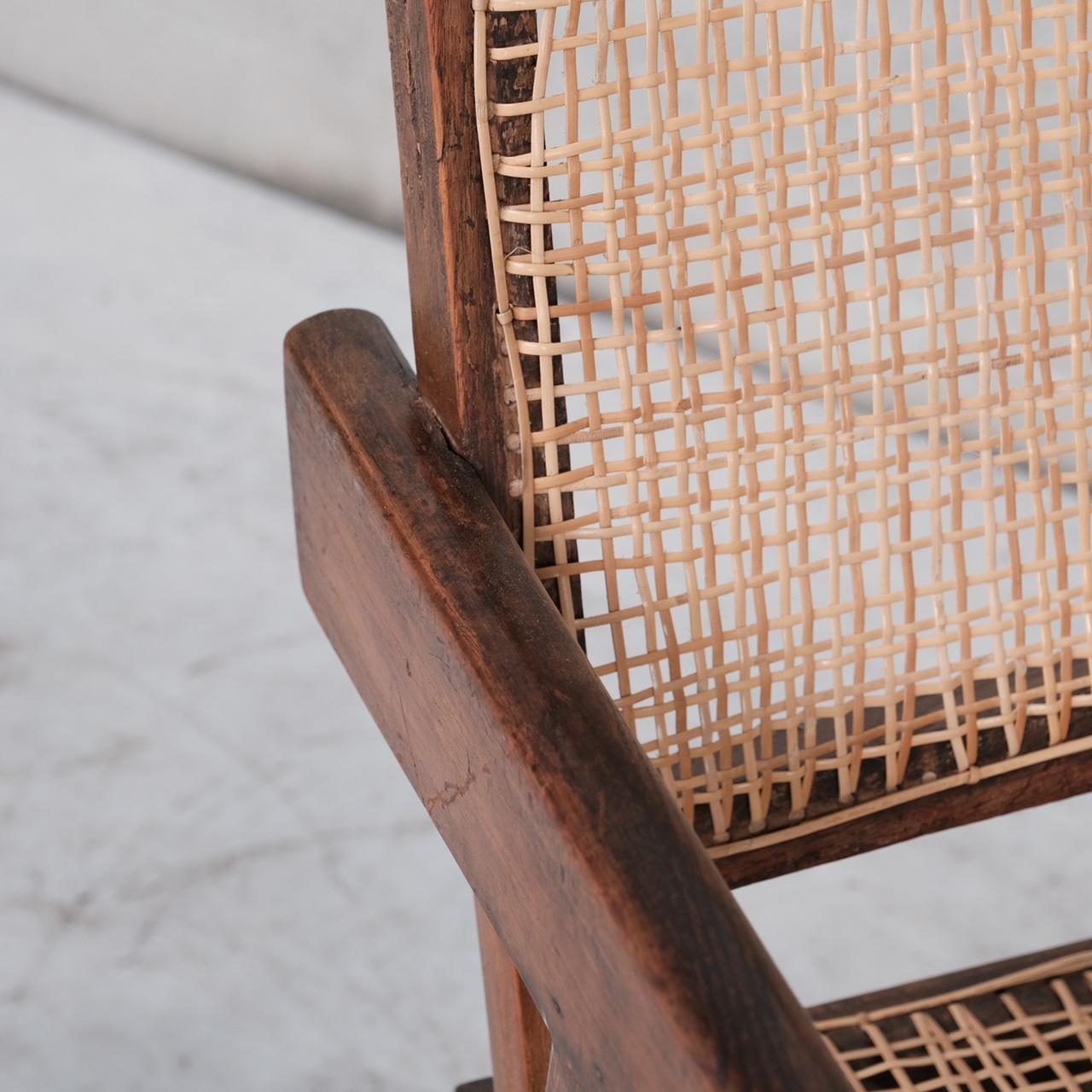 Pierre Jeanneret Original Cane and Teak Office Chair For Sale 6