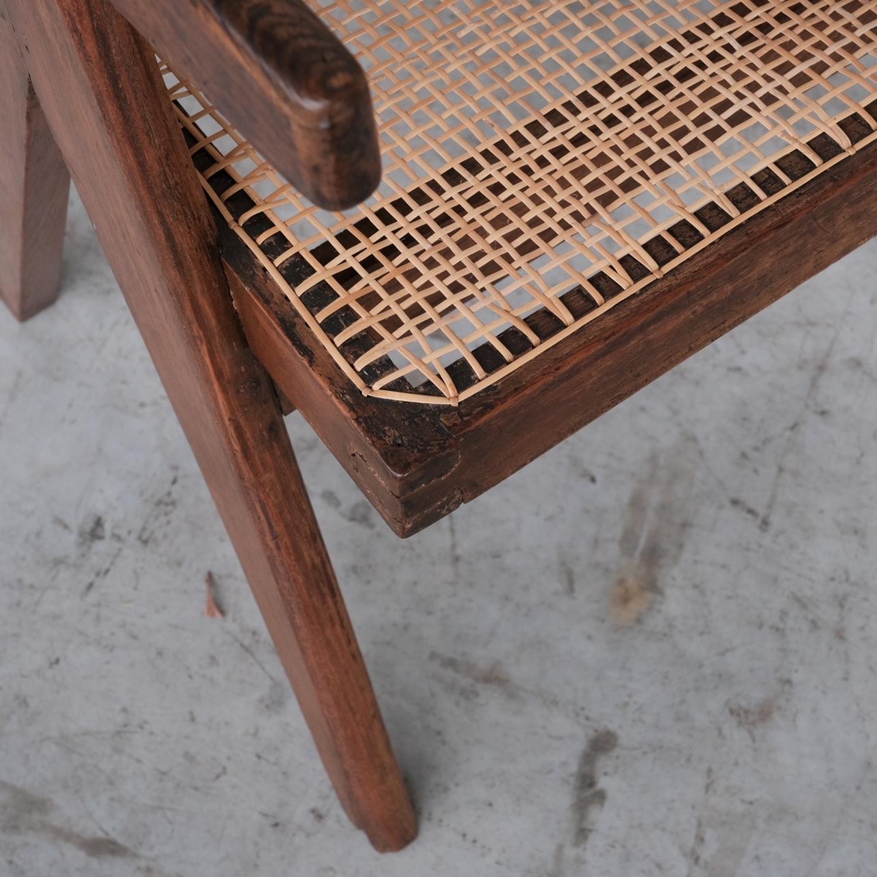 Pierre Jeanneret Original Cane and Teak Office Chair For Sale 7