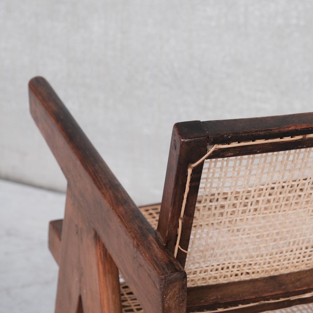 Chaise de bureau originale en rotin et teck Pierre Jeanneret en vente 6