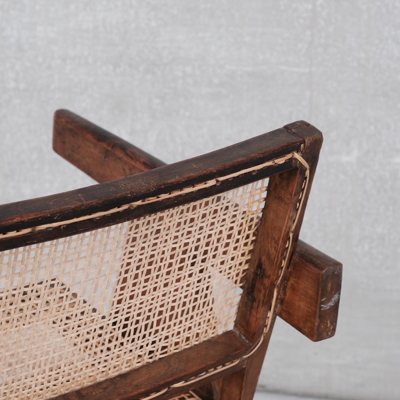 Pierre Jeanneret Original Bürostuhl aus Schilfrohr und Teakholz im Angebot 11