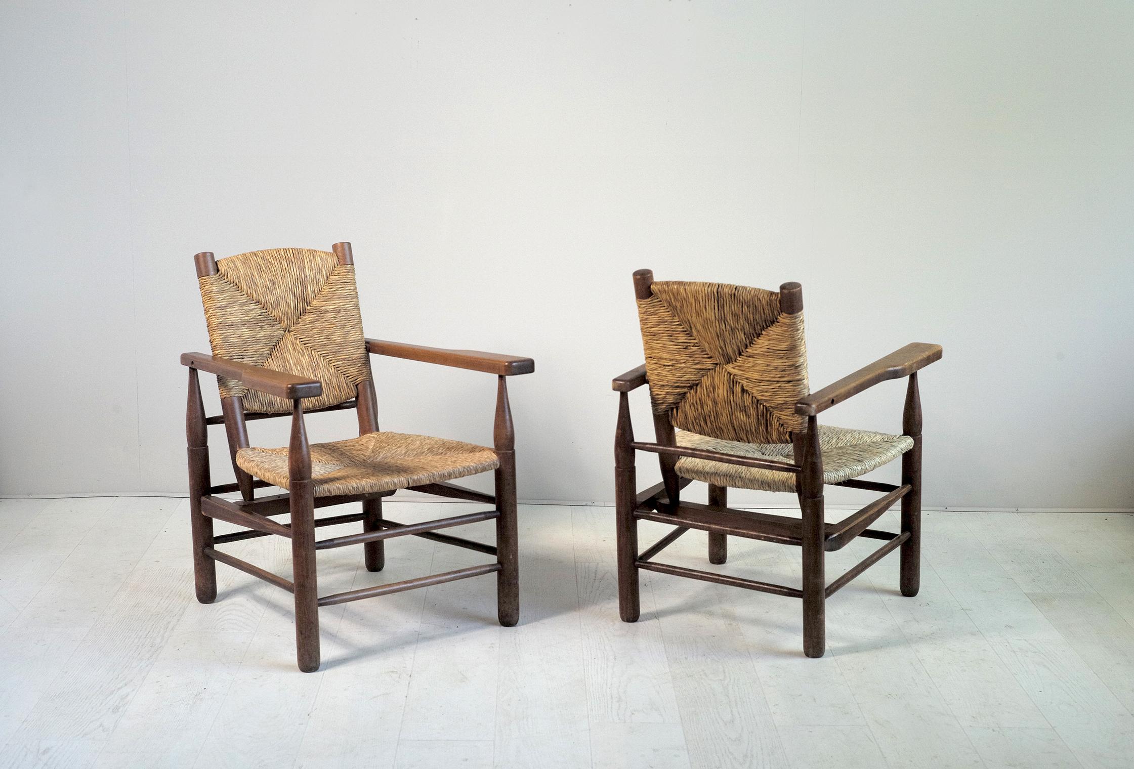 Mid-Century Modern Pierre Jeanneret , Pair of Armchairs 