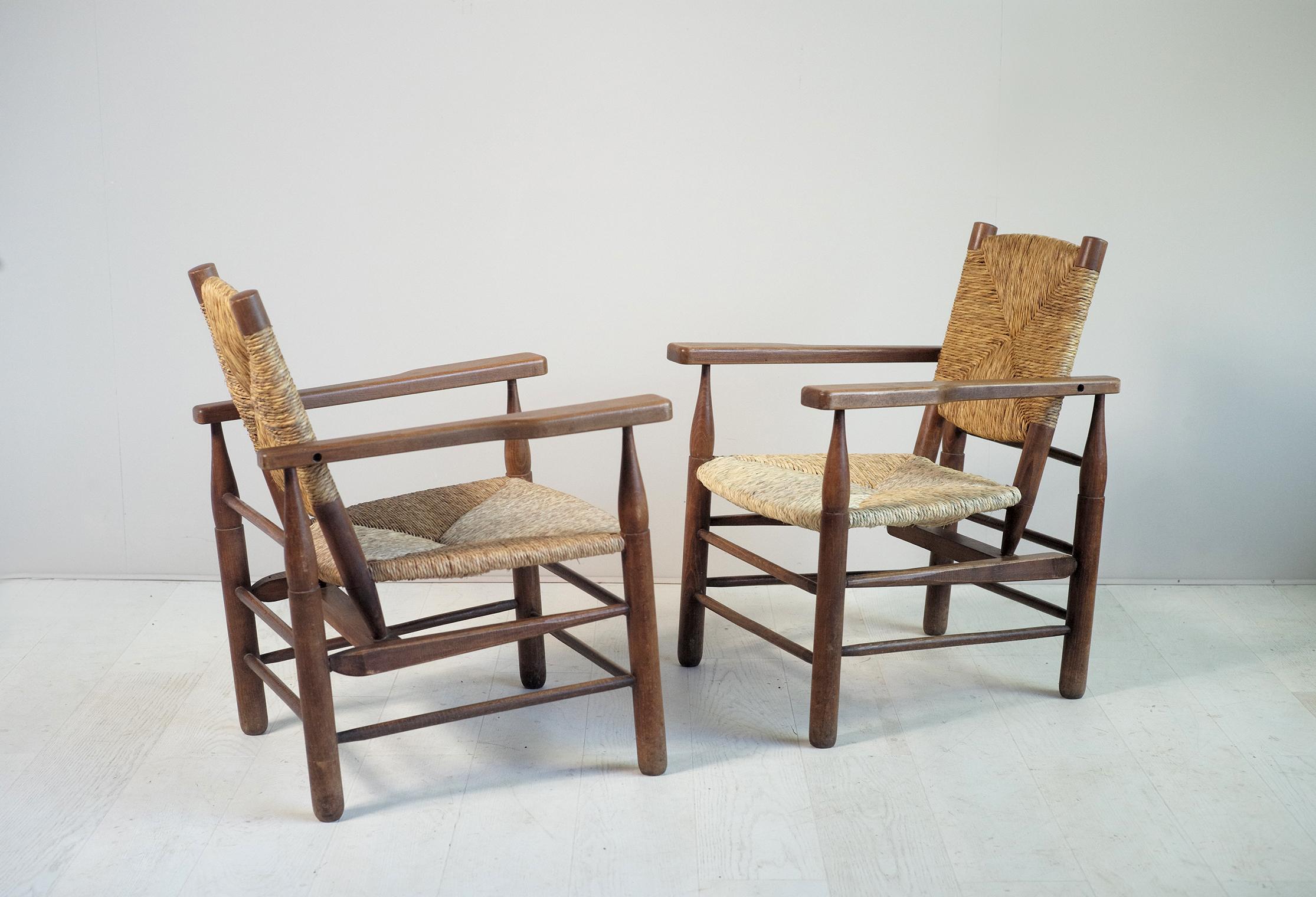 French Pierre Jeanneret , Pair of Armchairs 