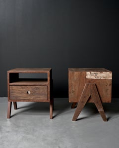 Pierre Jeanneret Pair of Bedside Tables, Panjab University, Chandigarh, c. 1960