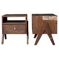 Pierre Jeanneret Pair of Bedside Tables, Panjab University, Chandigarh, c. 1960