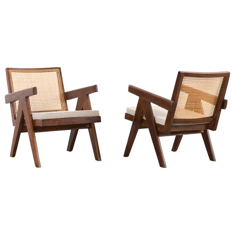 Pierre Jeanneret, Pair of Easy Armchairs, circa 1955-1956 For Sale