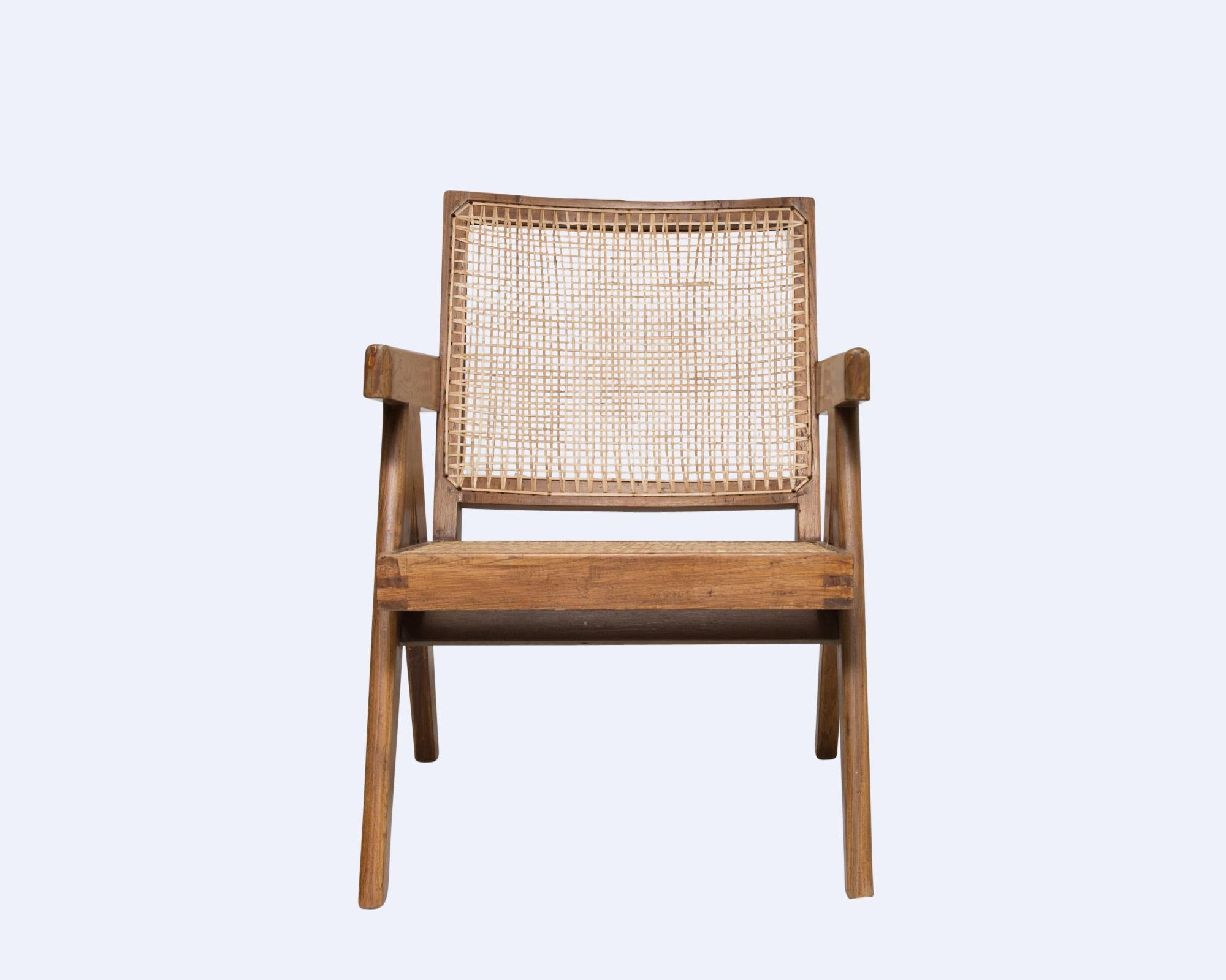 Woodwork Pierre Jeanneret Pair of Low Armchairs For Sale