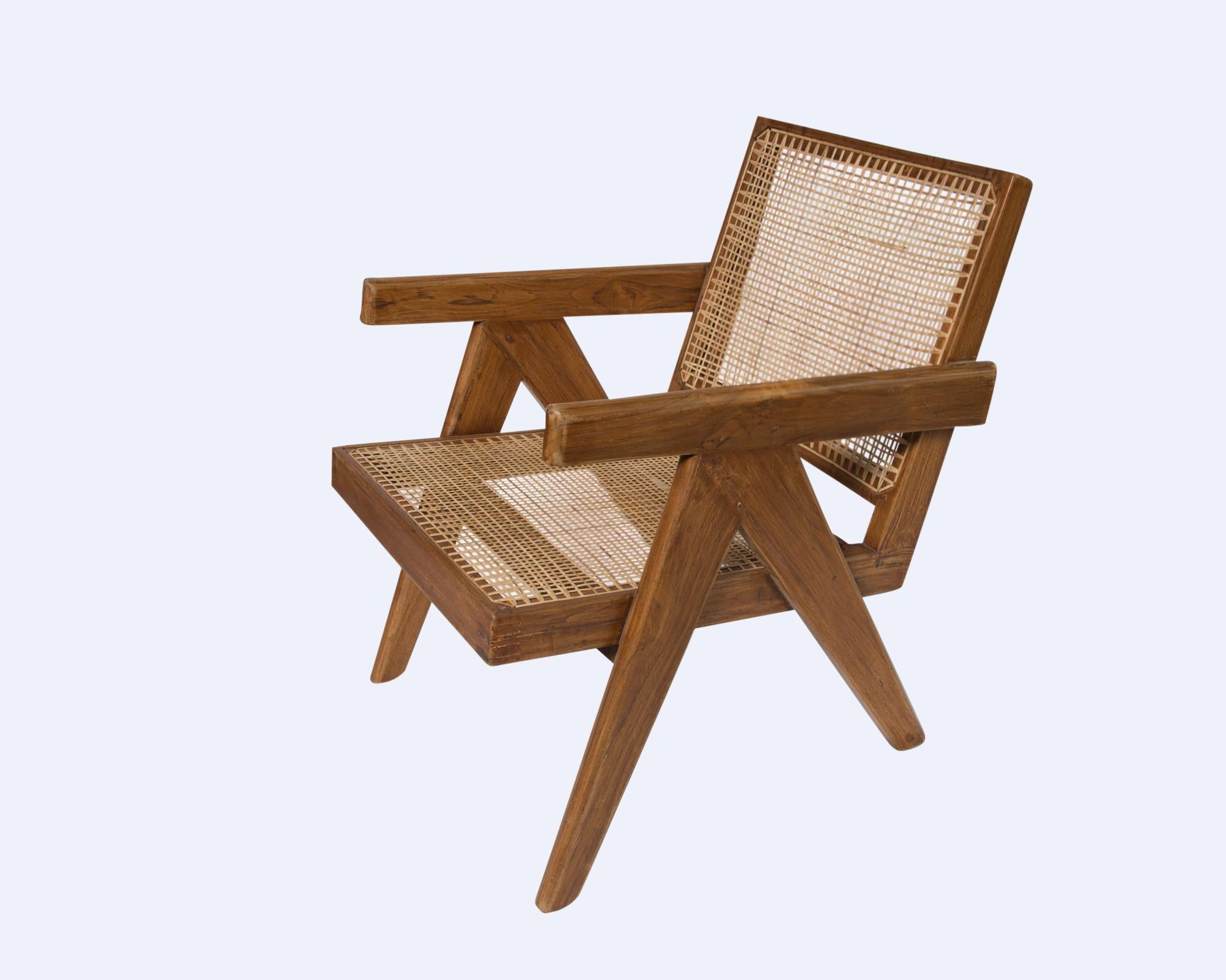 Mid-20th Century Pierre Jeanneret Pair of Low Armchairs For Sale