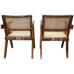 Pierre Jeanneret Pair of "V-leg" Armchairs