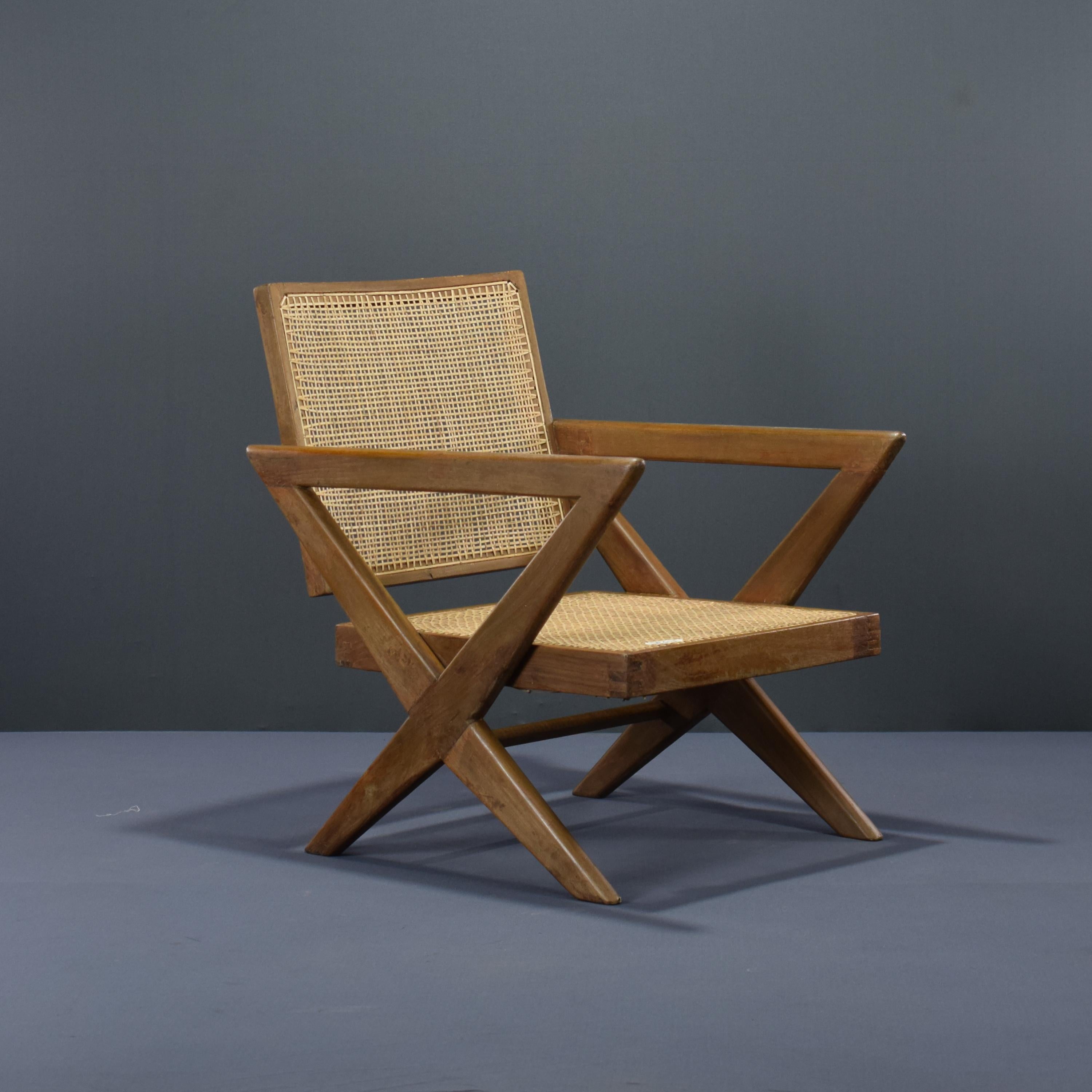 Pierre Jeanneret, Paar X-Bein-Stühle  PJ-SI-45-A / Authentischer Midcentury-Stil im Angebot 3