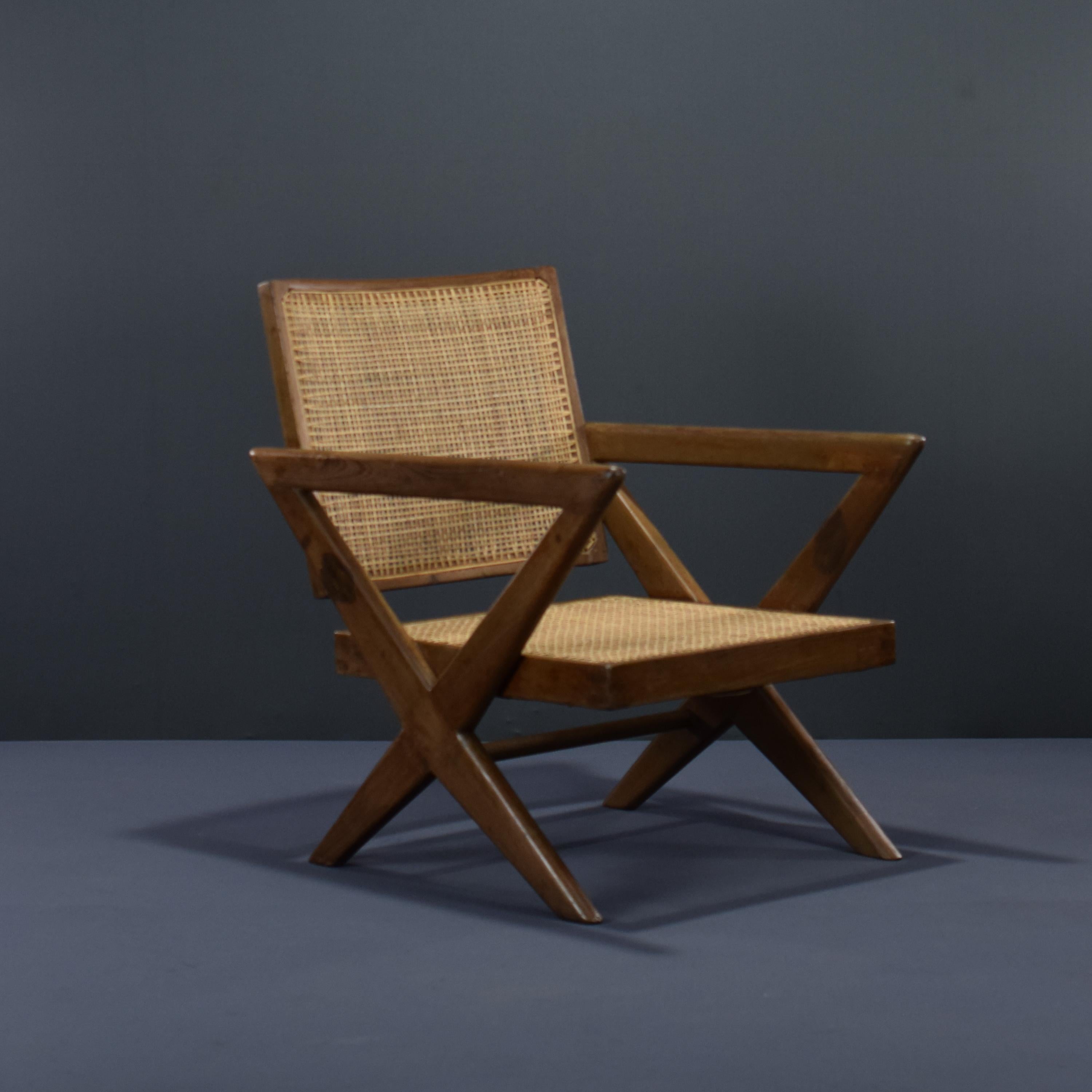 Pierre Jeanneret paire de chaises à pieds en forme de X  PJ-SI-45-A / Authentique Milieu du Siècle Bon état - En vente à Zürich, CH