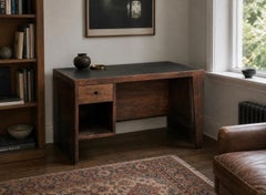 Pierre Jeanneret, bureau à casier, teck, simili cuir, Chandigarh, Inde, années 1960