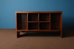 Pierre Jeanneret Pigeonhole Desk with Burgundy Leather Top, Chandigarh, 1950s