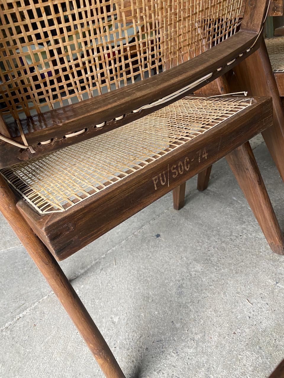Mid-Century Modern Pierre Jeanneret PJ-010100T Floating Back Office Chairs Set of 12, Circa 1960