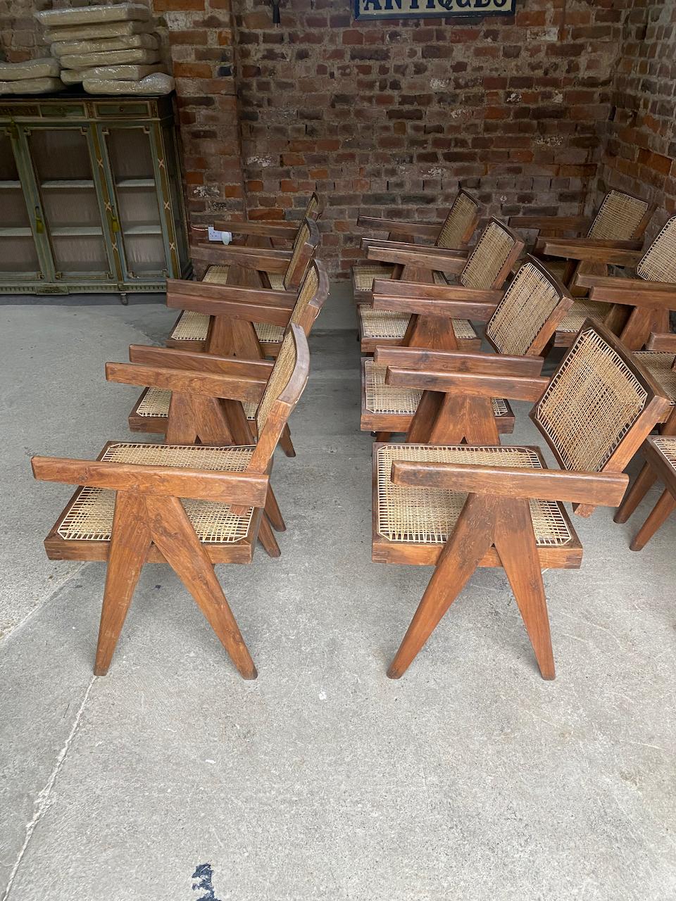 Indian Pierre Jeanneret PJ-010100T Floating Back Office Chairs Set of 12, Circa 1960