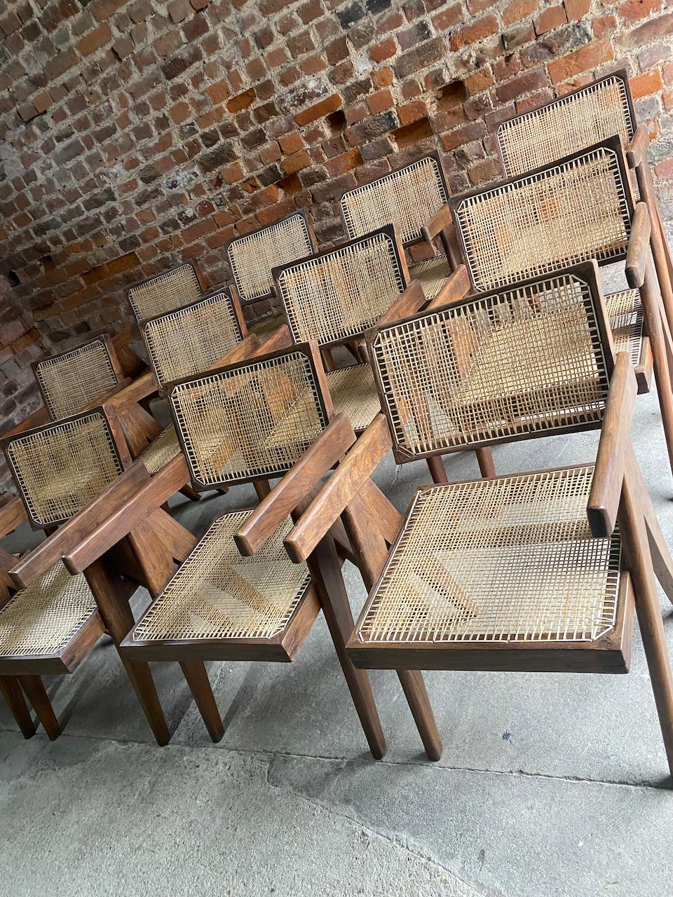 Pierre Jeanneret PJ-010100T Floating Back Office Chairs Set of 12, Circa 1960 1