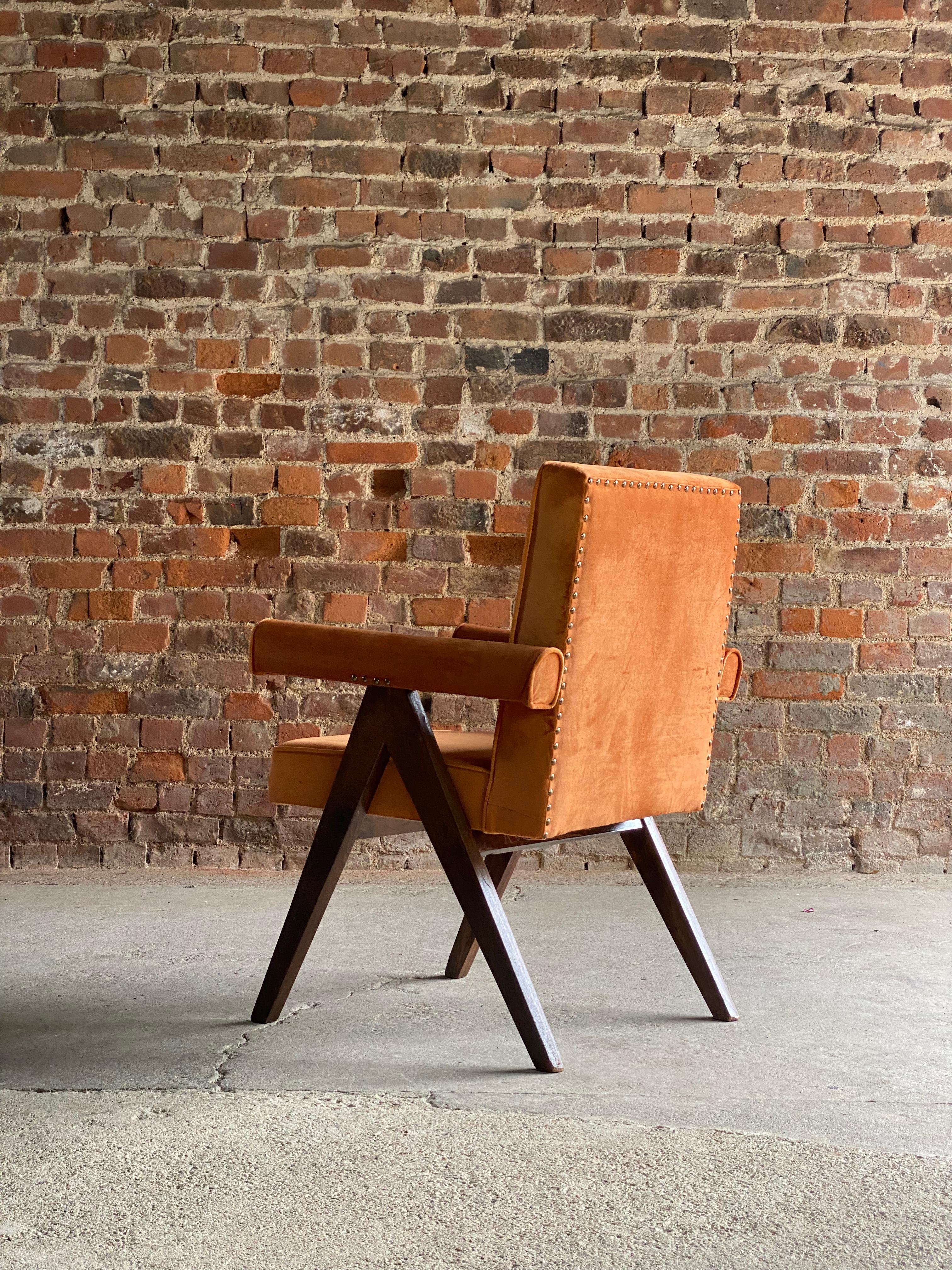 Pierre Jeanneret Committee Chair Orange Certificate by Jacques Dworczak 1953  For Sale 2