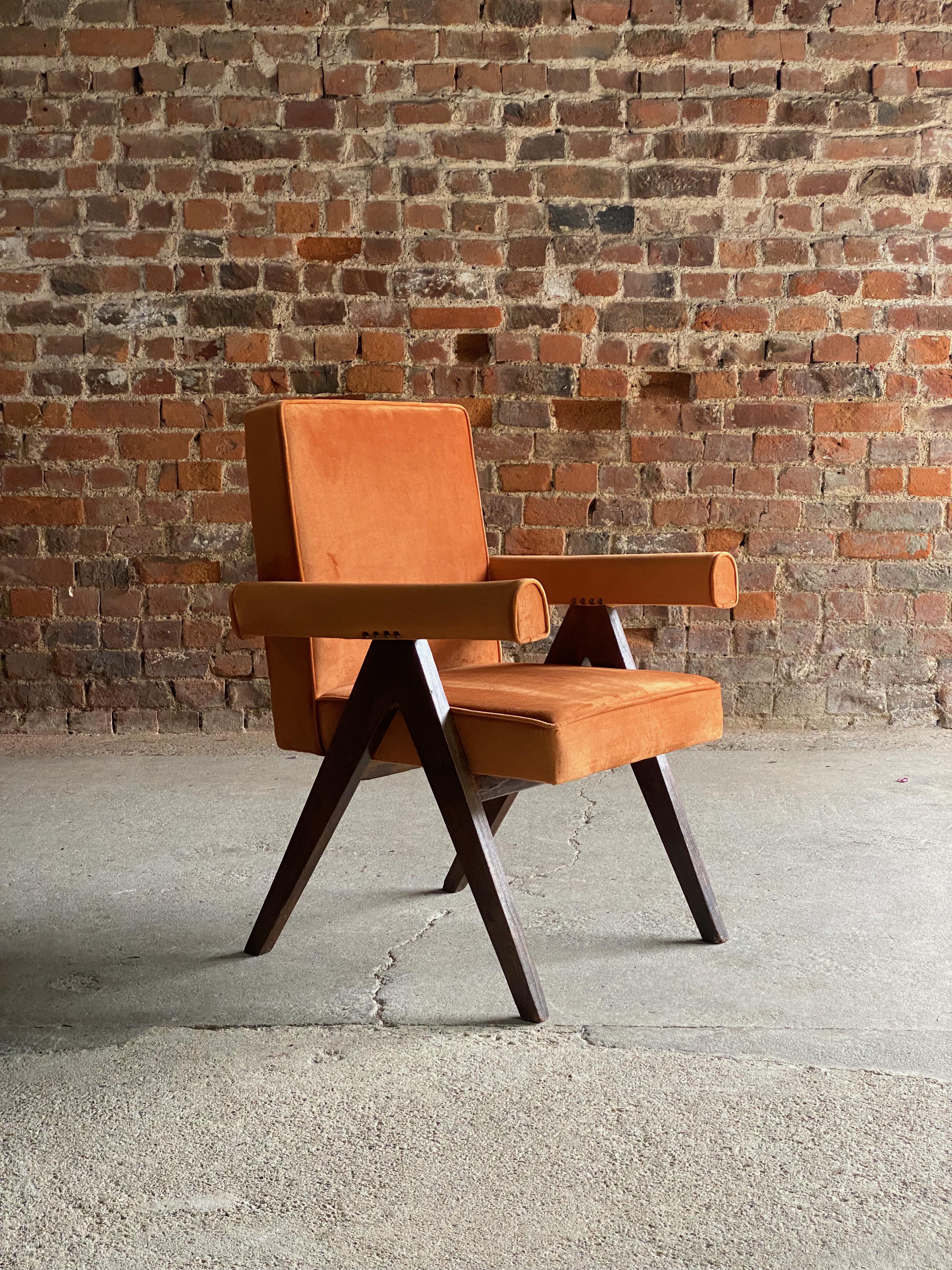 Pierre Jeanneret Committee Chair Orange Certificate by Jacques Dworczak 1953  For Sale 4