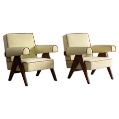 Pierre Jeanneret PJ-010806 ‘Easy Lounge’ Armchairs Chandigarh, Circa 1958-59