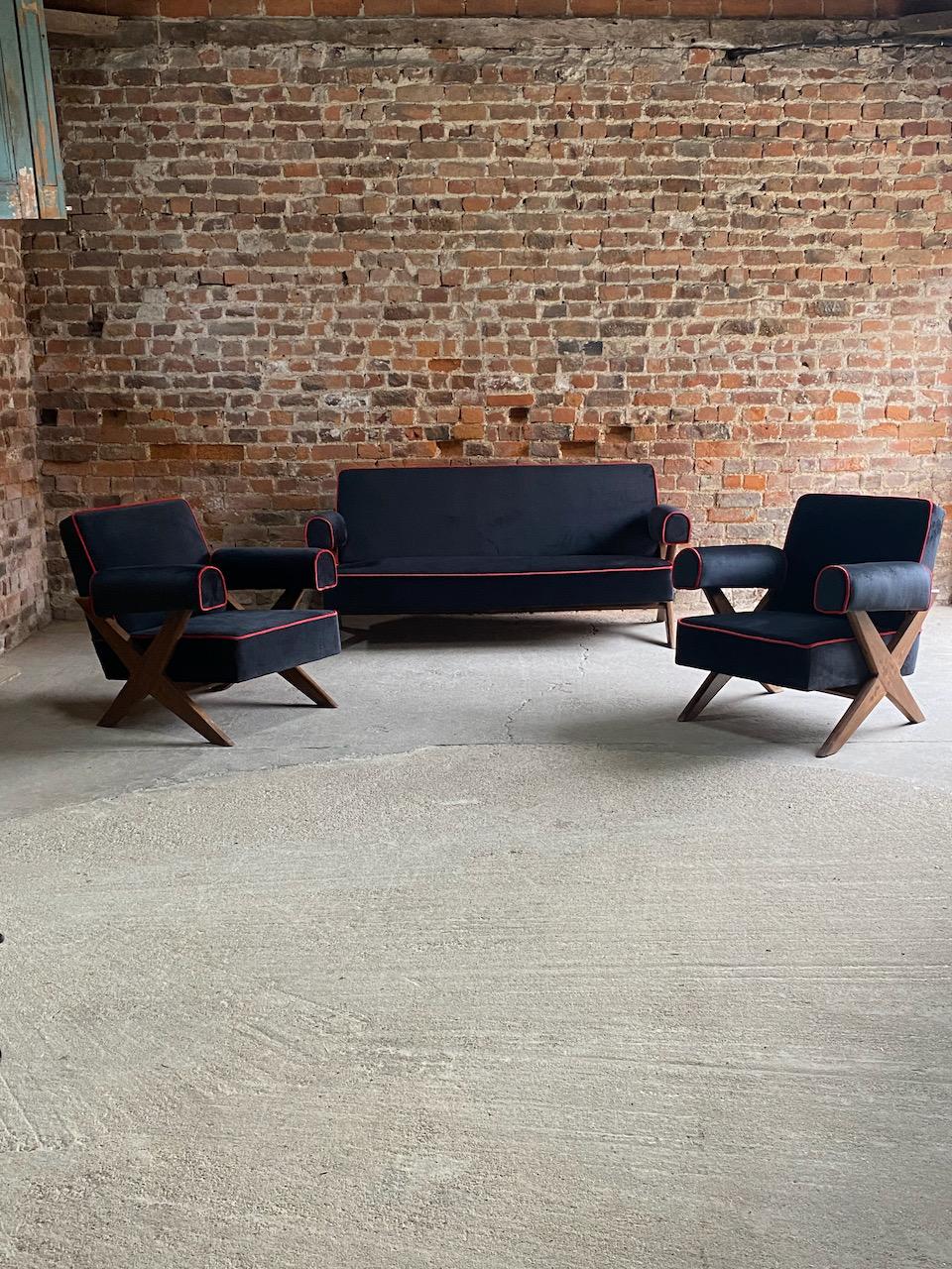 Mid-20th Century Pierre Jeanneret PJ-010806 ‘Easy Lounge’ Sofa & Armchairs Set 2 1958-59 For Sale