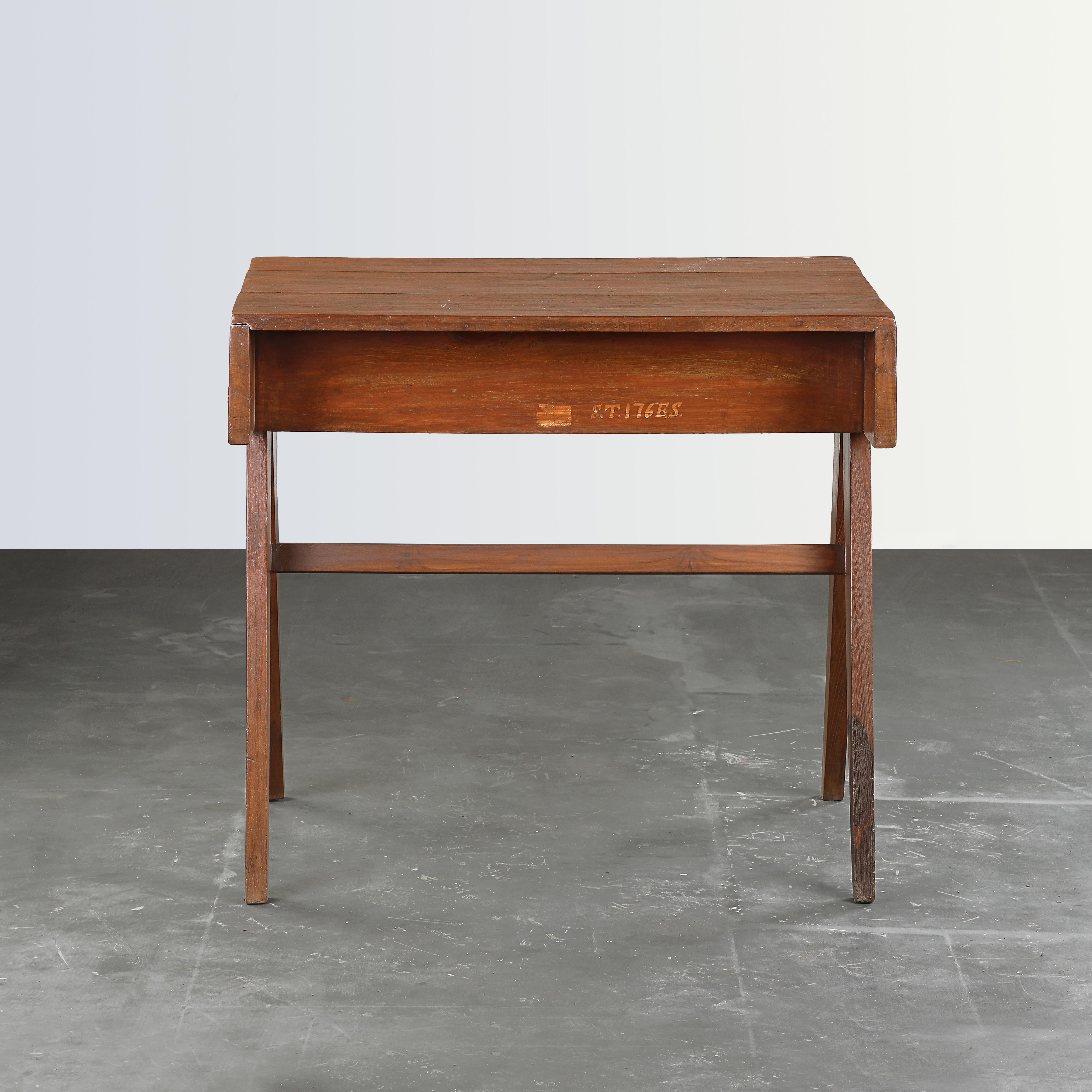 Teak Pierre Jeanneret PJ-BU-08-A Student Desk / Authentic Mid-Century Modern  For Sale